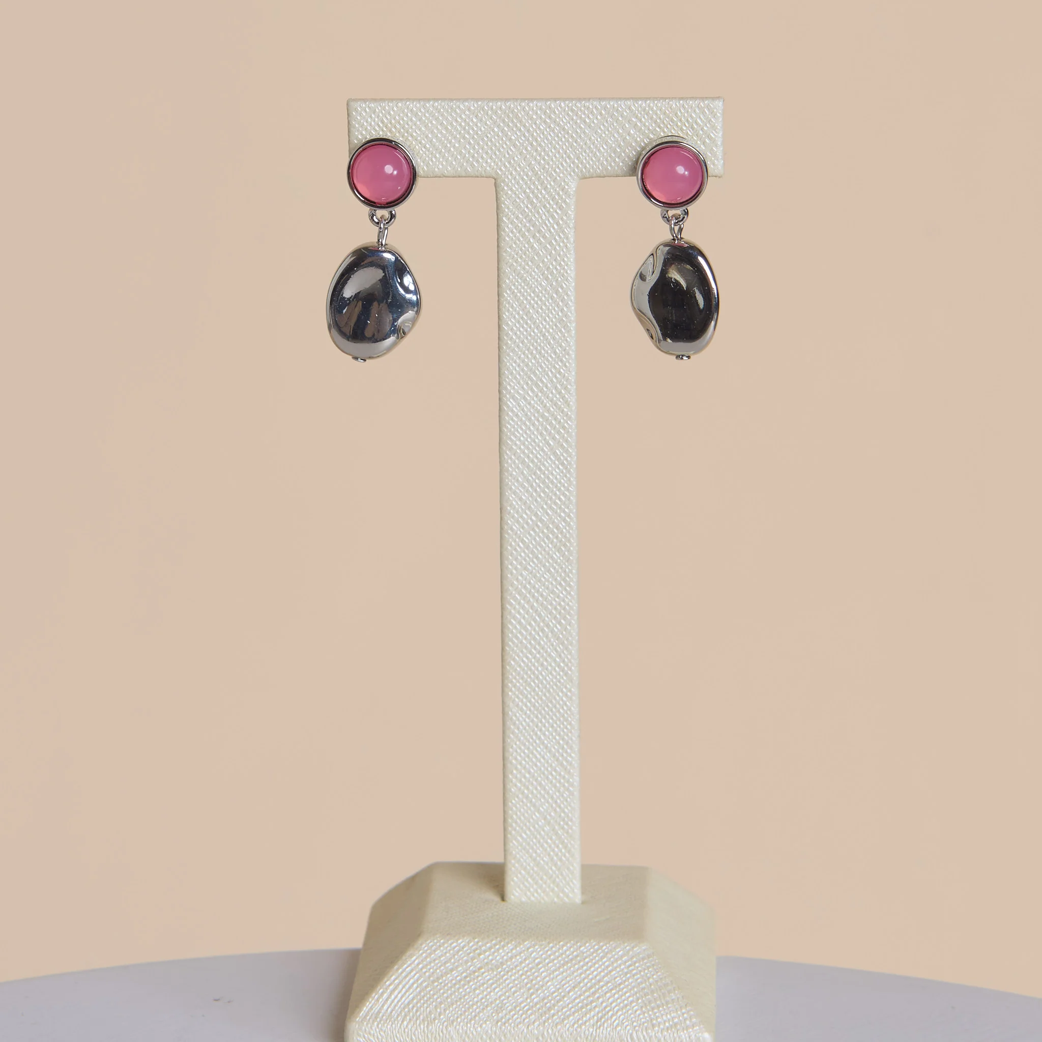 Multi Chain Pink Beaded Earrings