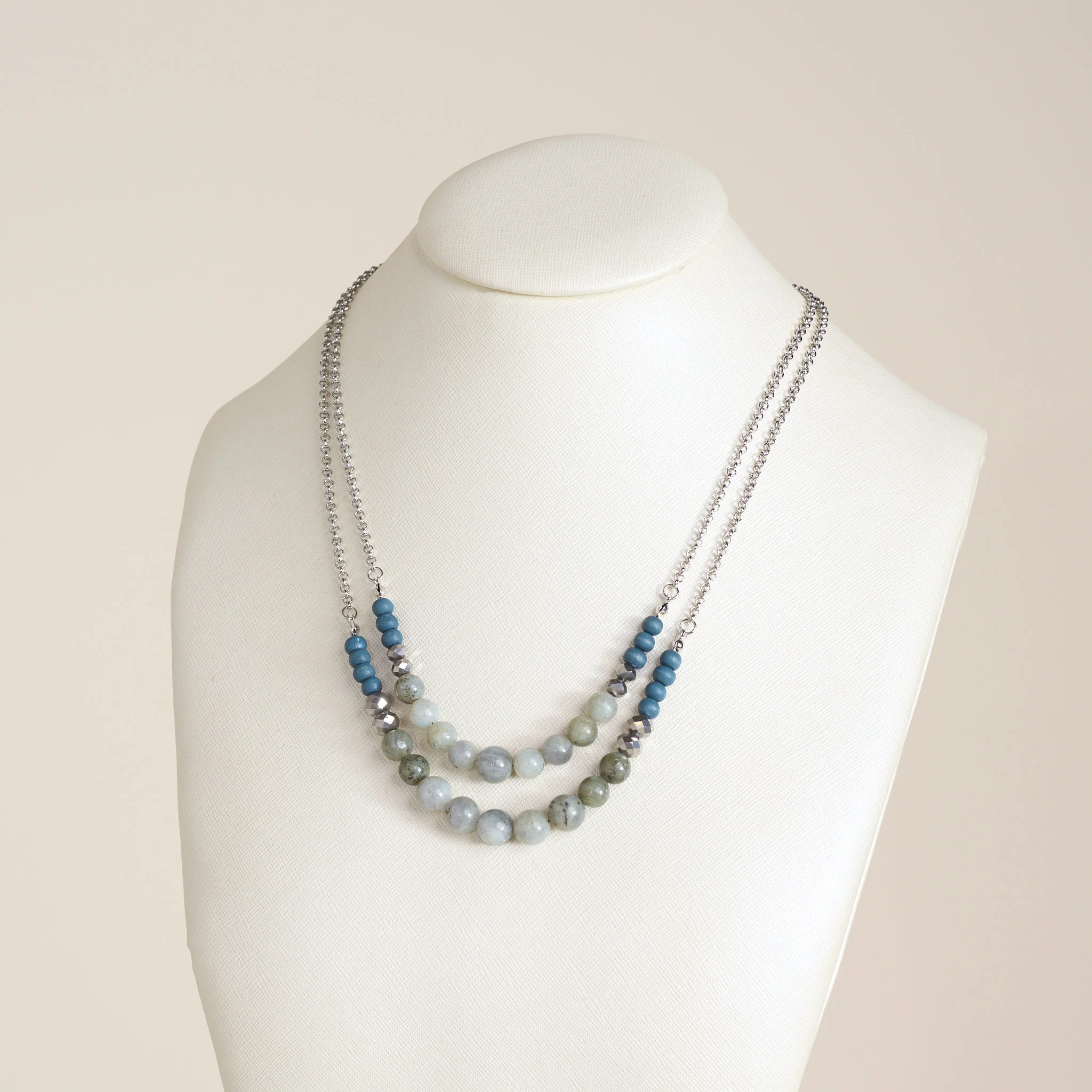 Multi Colored Beaded Double Layer Necklace