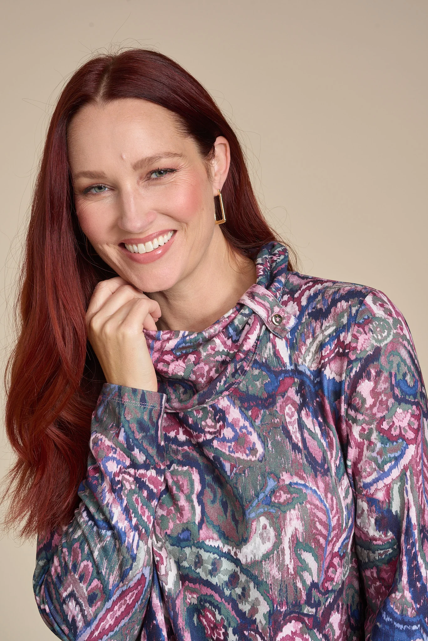 Paisley Printed Cowl Neck Top - Image 4
