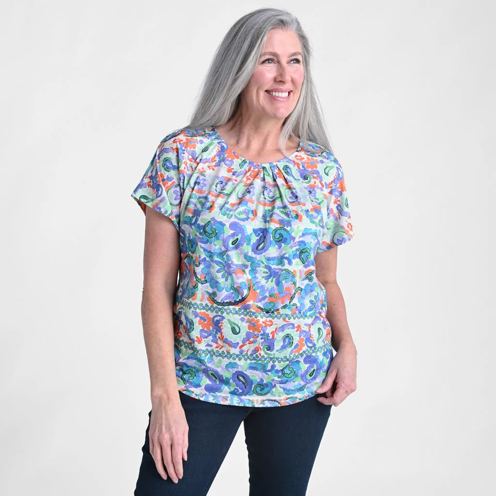 Paisley Stripe Print Short Sleeve Tee - Image 3