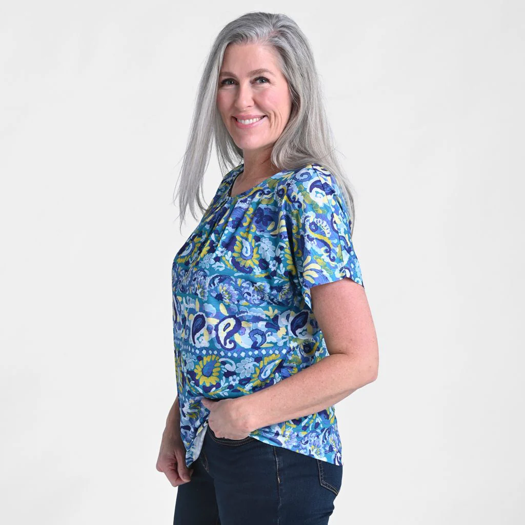 Paisley Stripe Print Short Sleeve Tee - Image 5