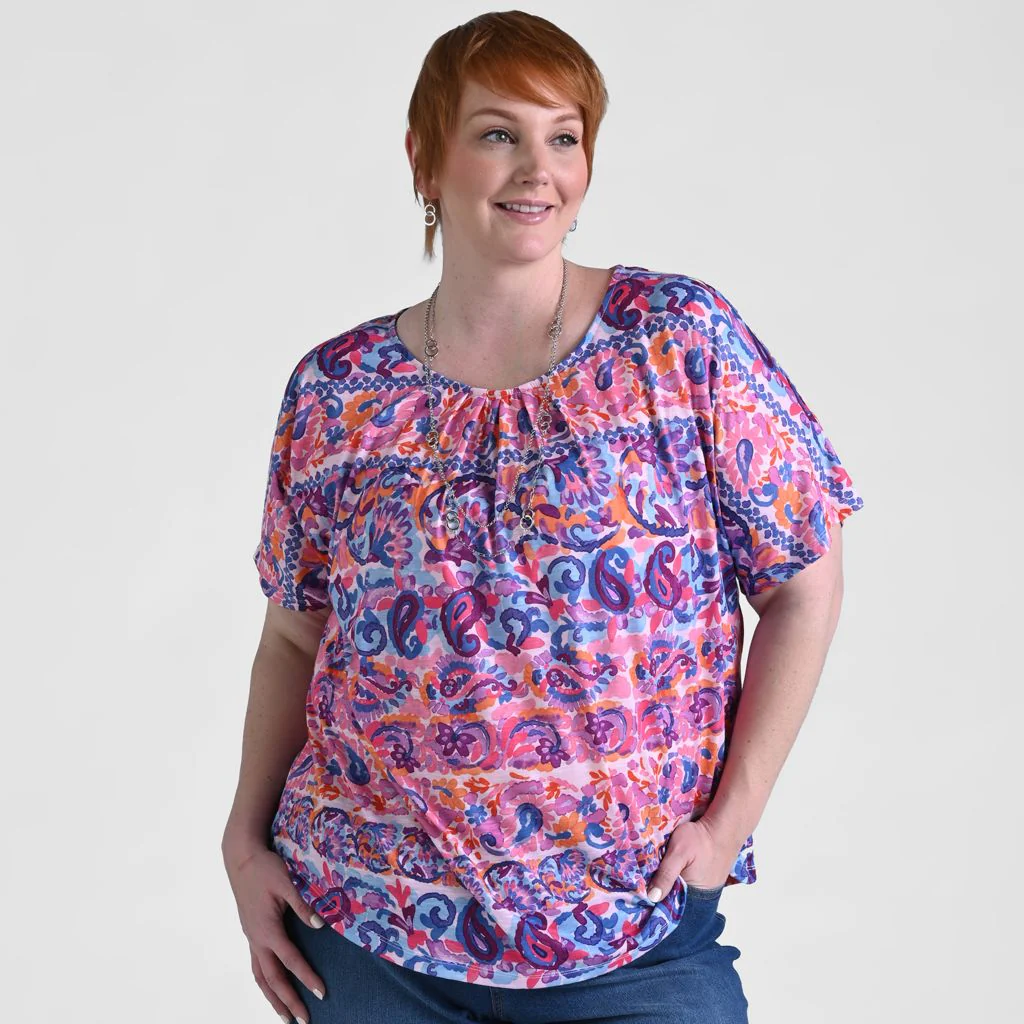Paisley Stripe Print Short Sleeve Tee - Image 6