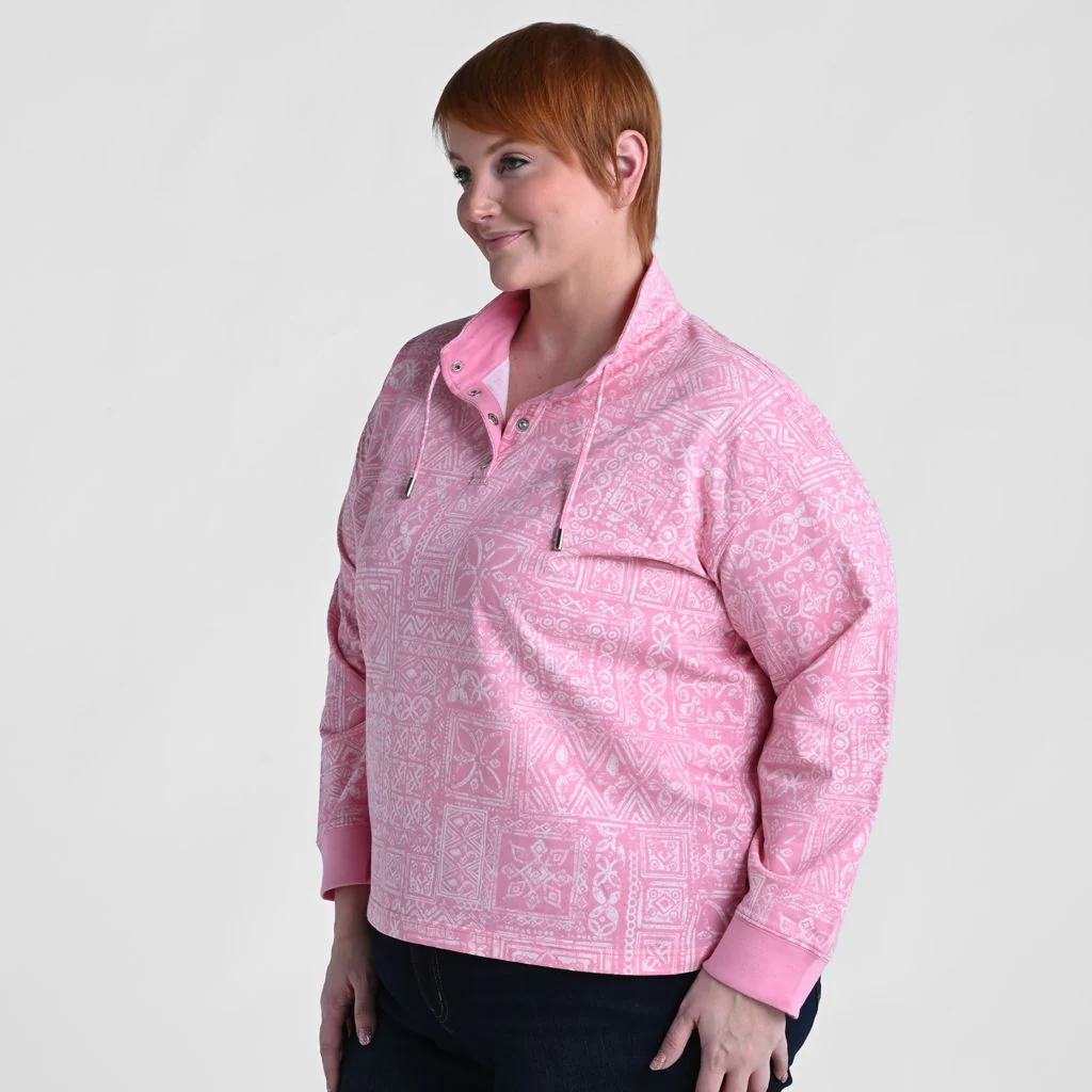 Patchwork Print Mock Neck Sweatshirt - Image 10