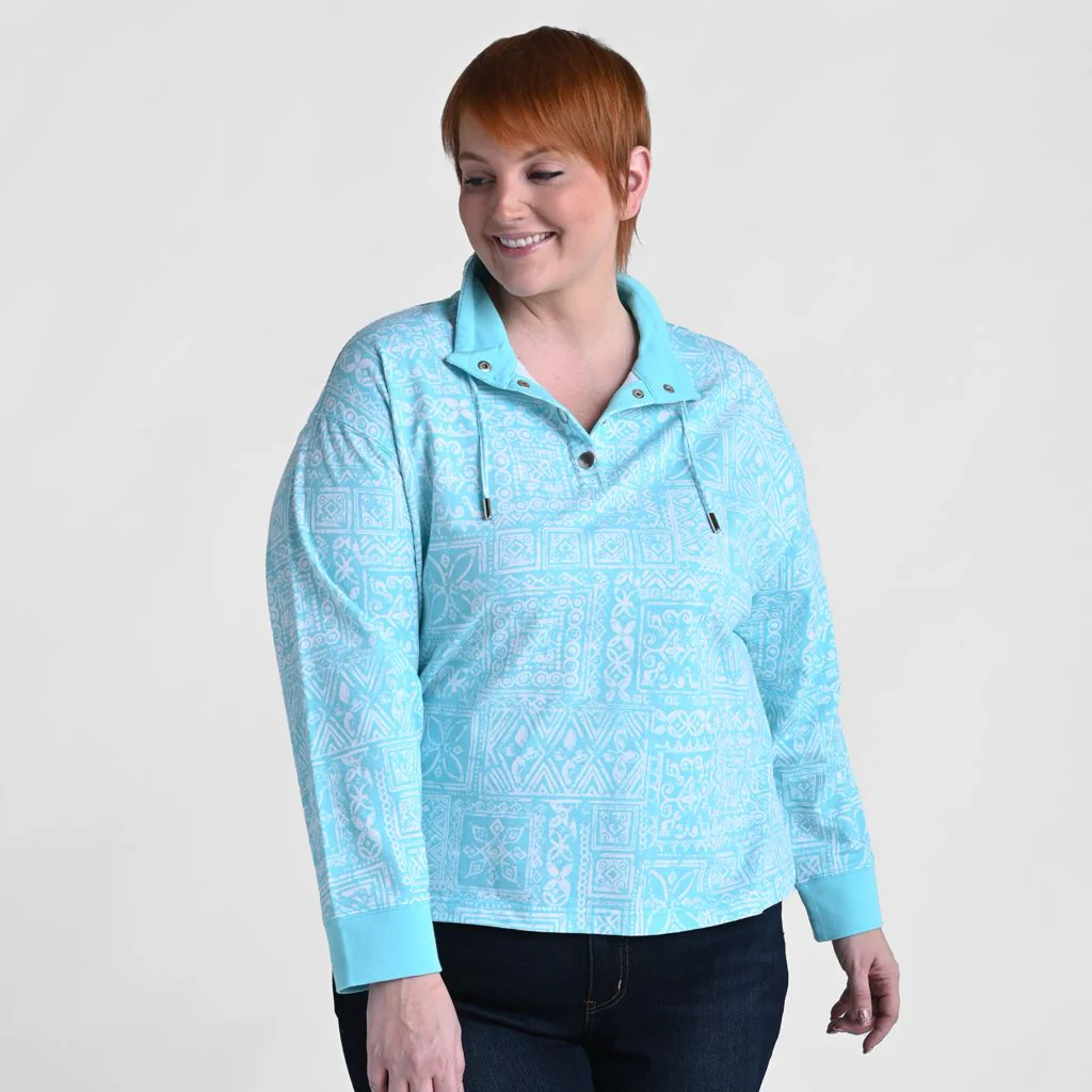 Patchwork Print Mock Neck Sweatshirt - Image 6