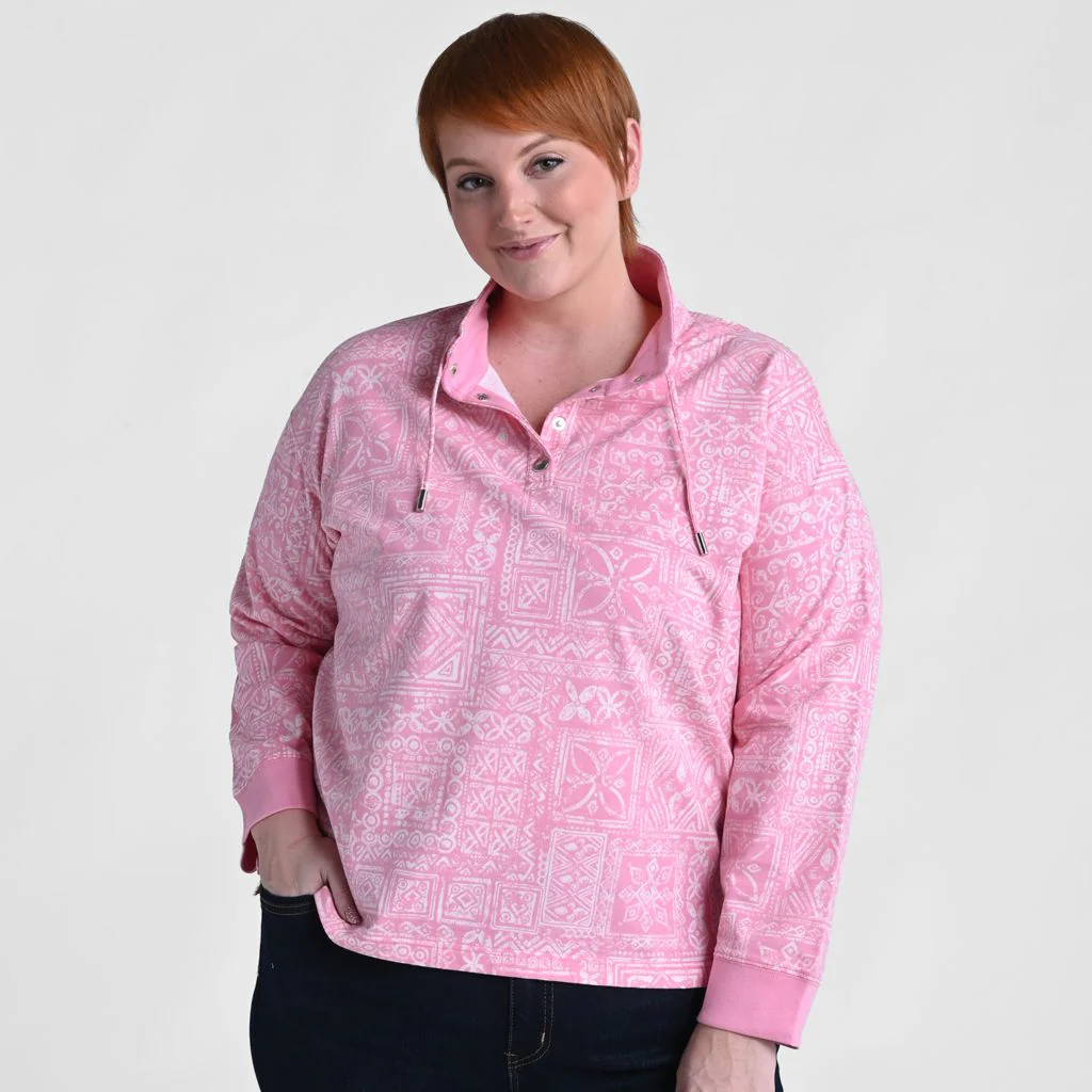Patchwork Print Mock Neck Sweatshirt - Image 7
