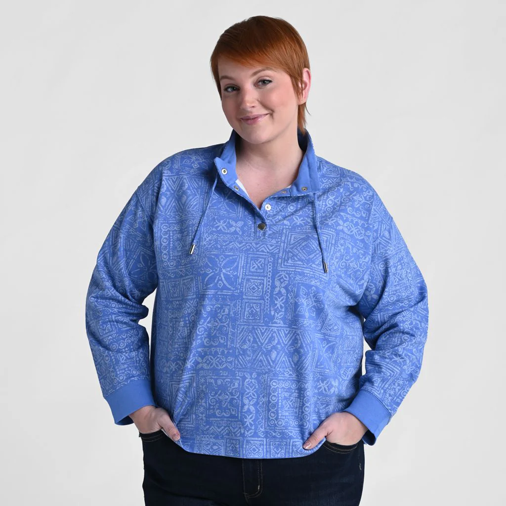 Patchwork Print Mock Neck Sweatshirt - Image 8