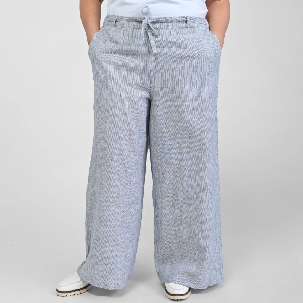 Pinstripe Linen Blend Relaxed Pant - Image 4