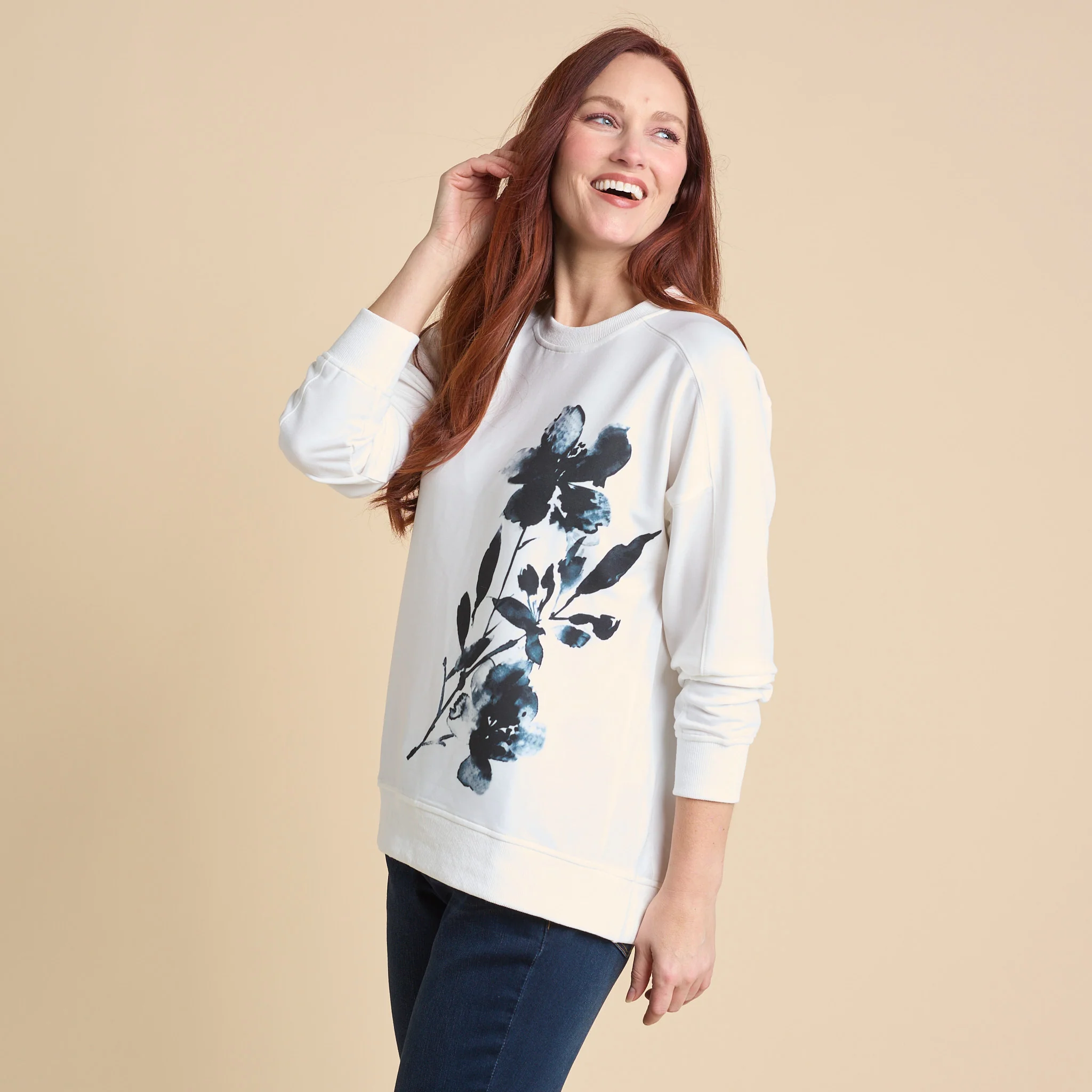 Placed Floral Print Sweatshirt - Image 3