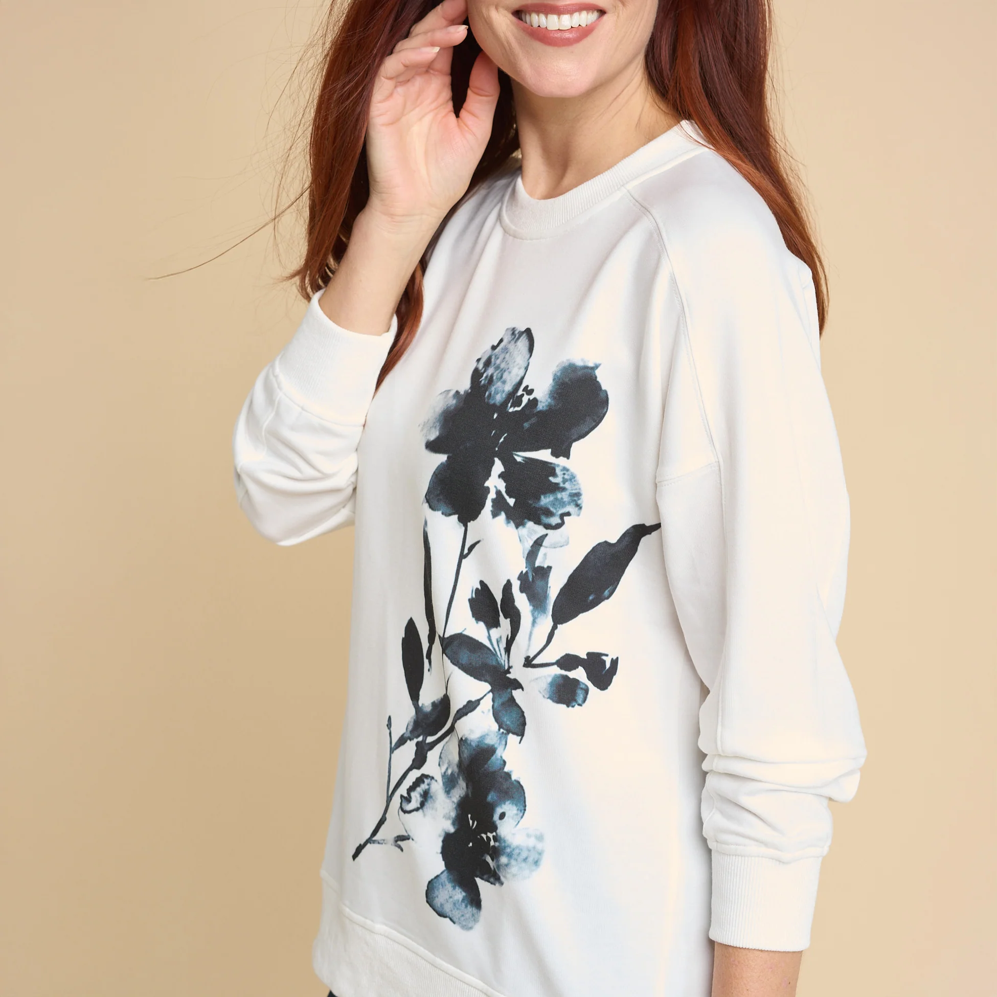 Placed Floral Print Sweatshirt - Image 4