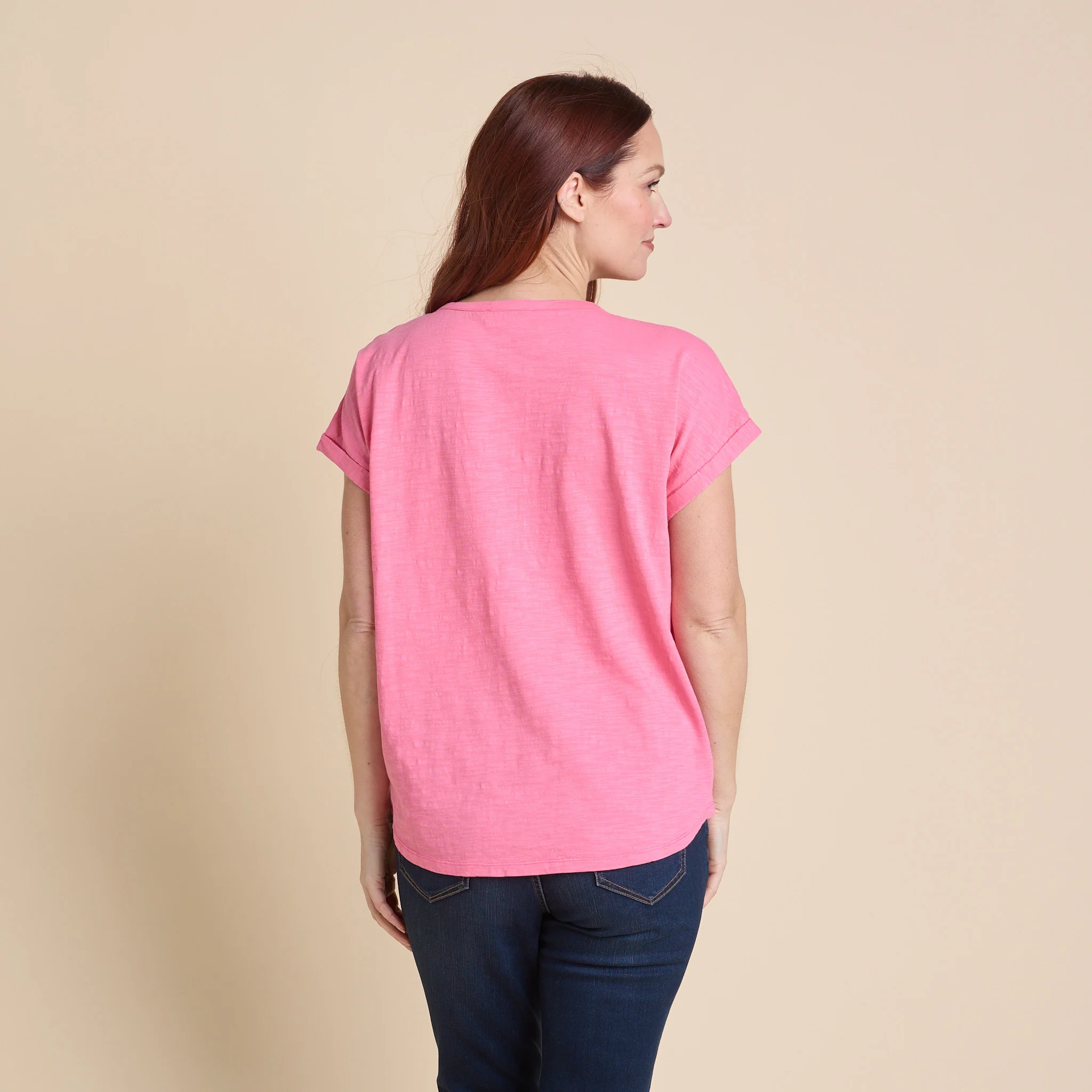 Dropped Shoulder Short Sleeve Henley Tee - Image 4