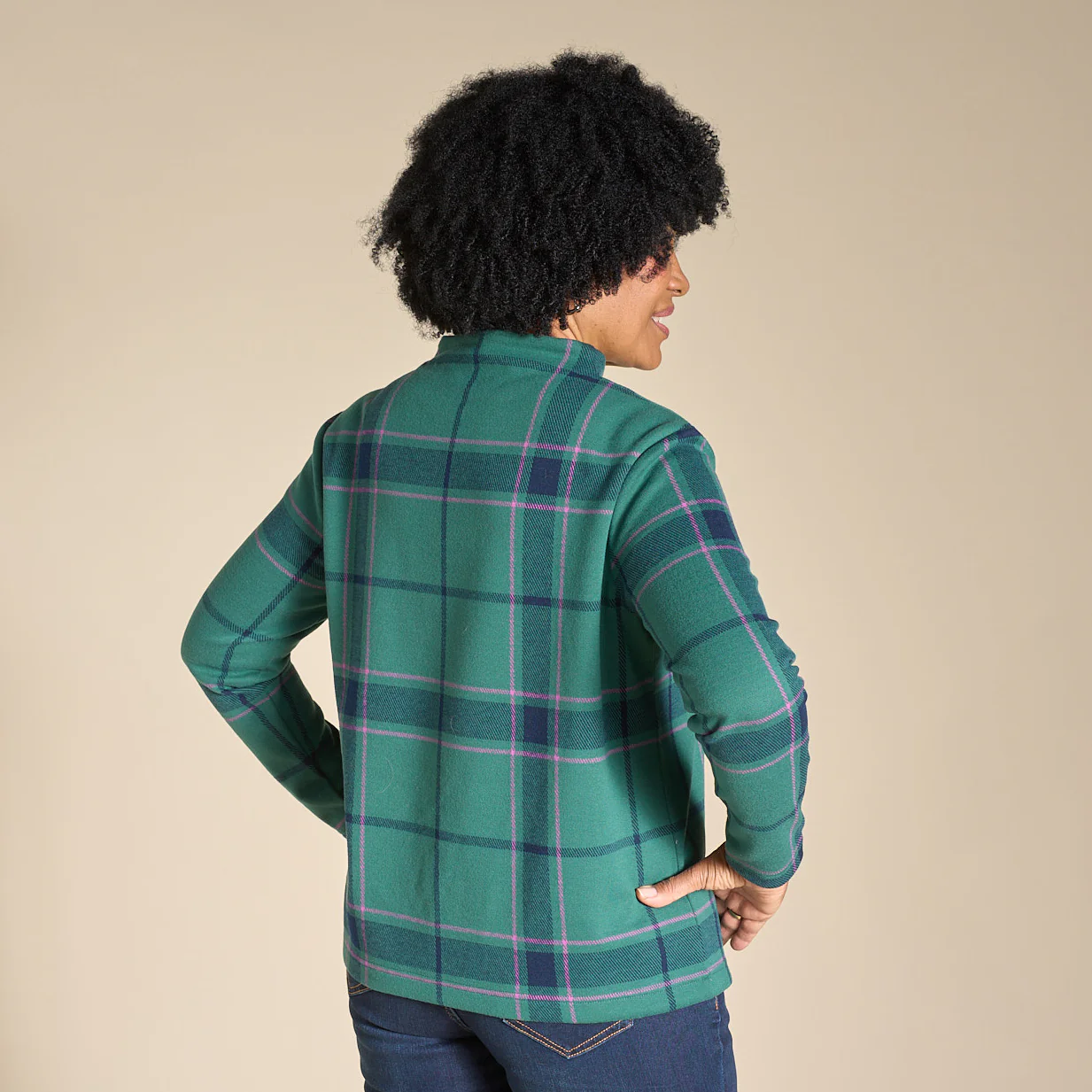 Plaid Long Sleeve Mock Neck Top - Image 4
