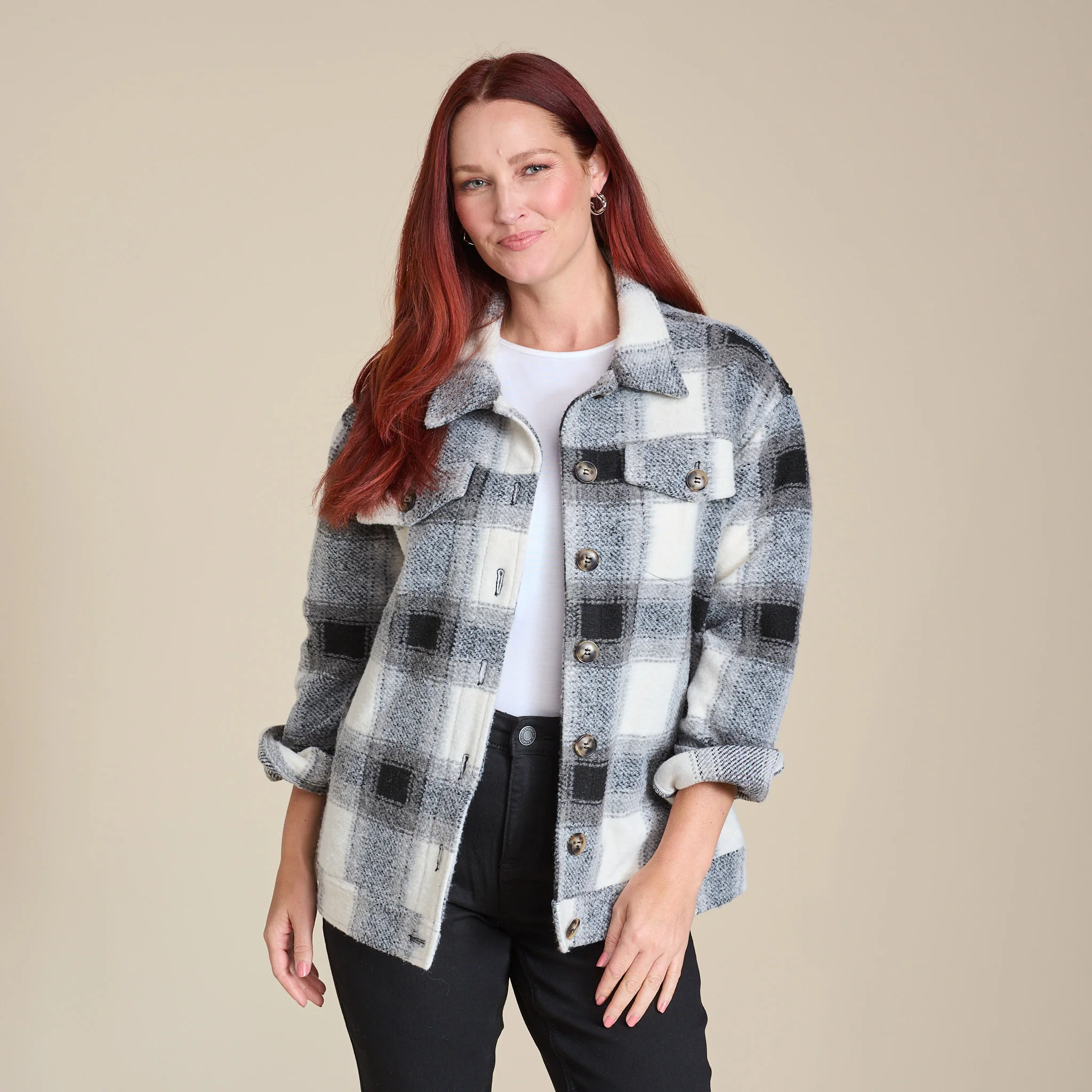 Plaid Button Front Shacket - Image 3