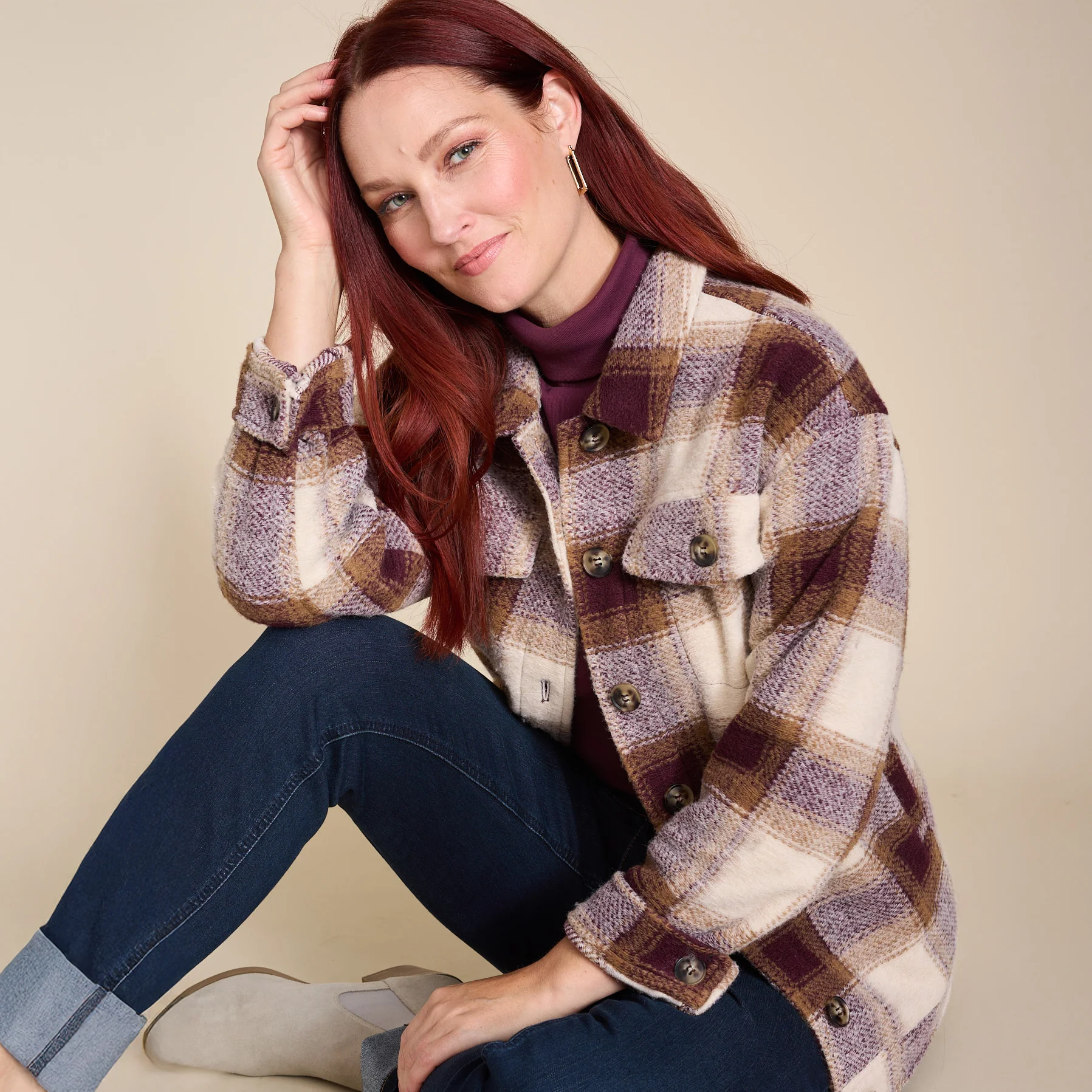 Plaid Button Front Shacket - Image 9