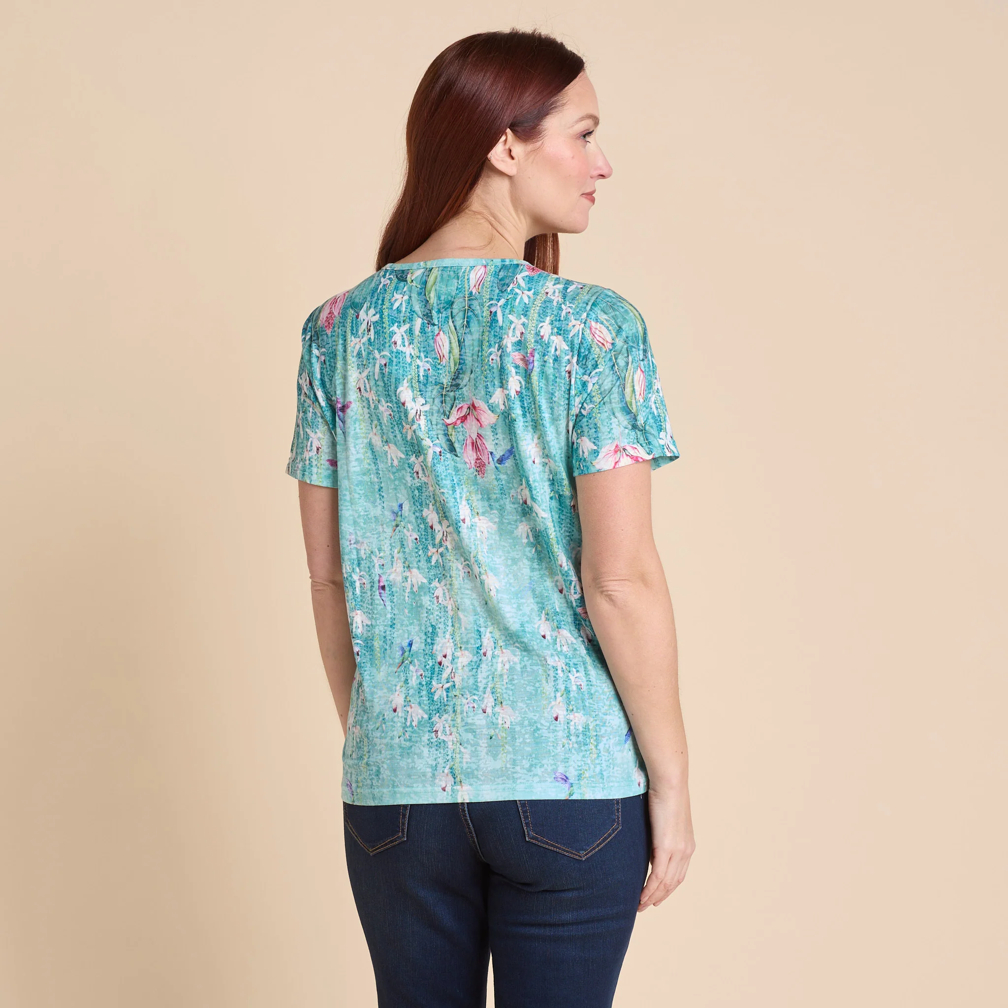 Printed Embellished Burnout Short Sleeve Tee - Image 2