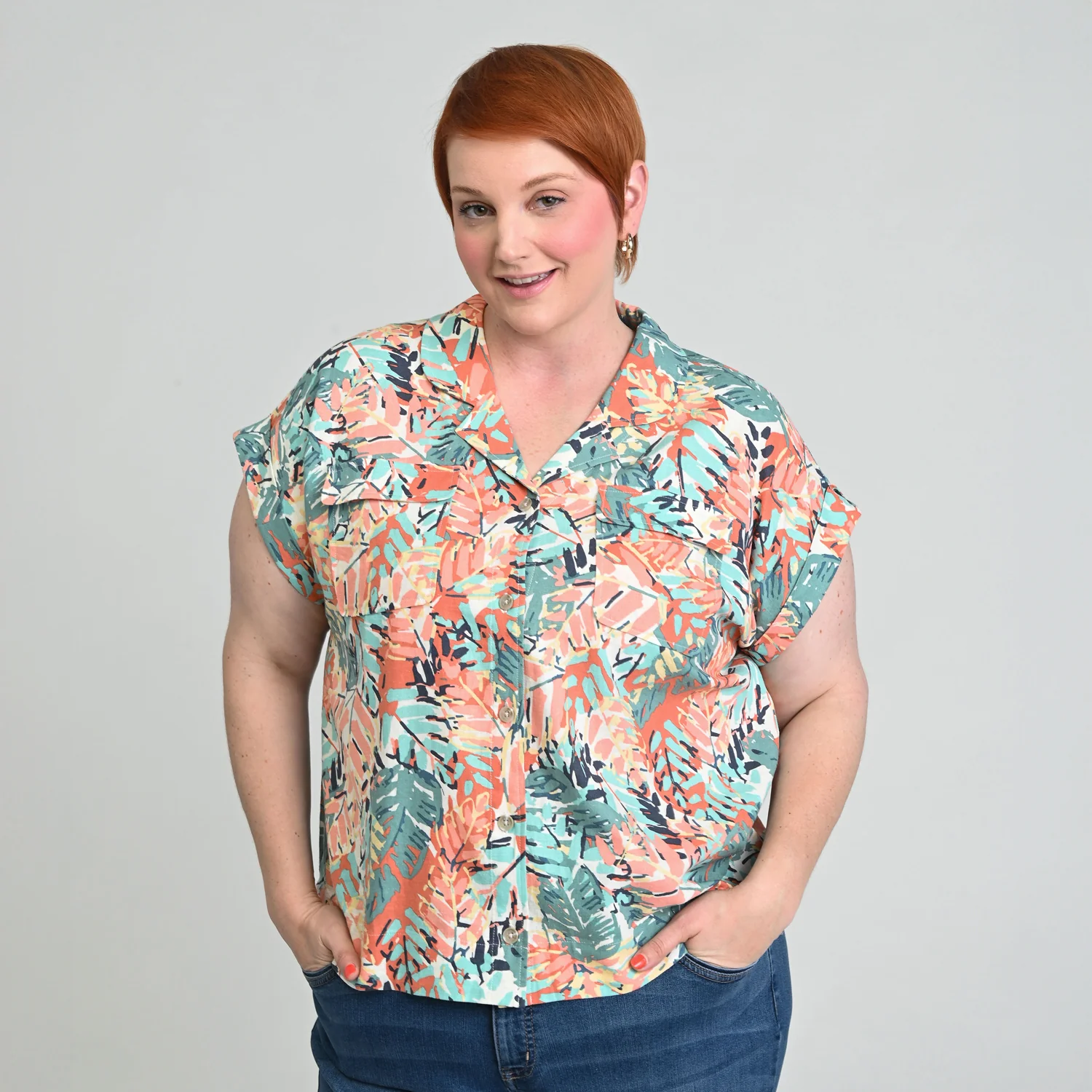 Button Front Linen Blend Short Sleeve Shirt - Image 5