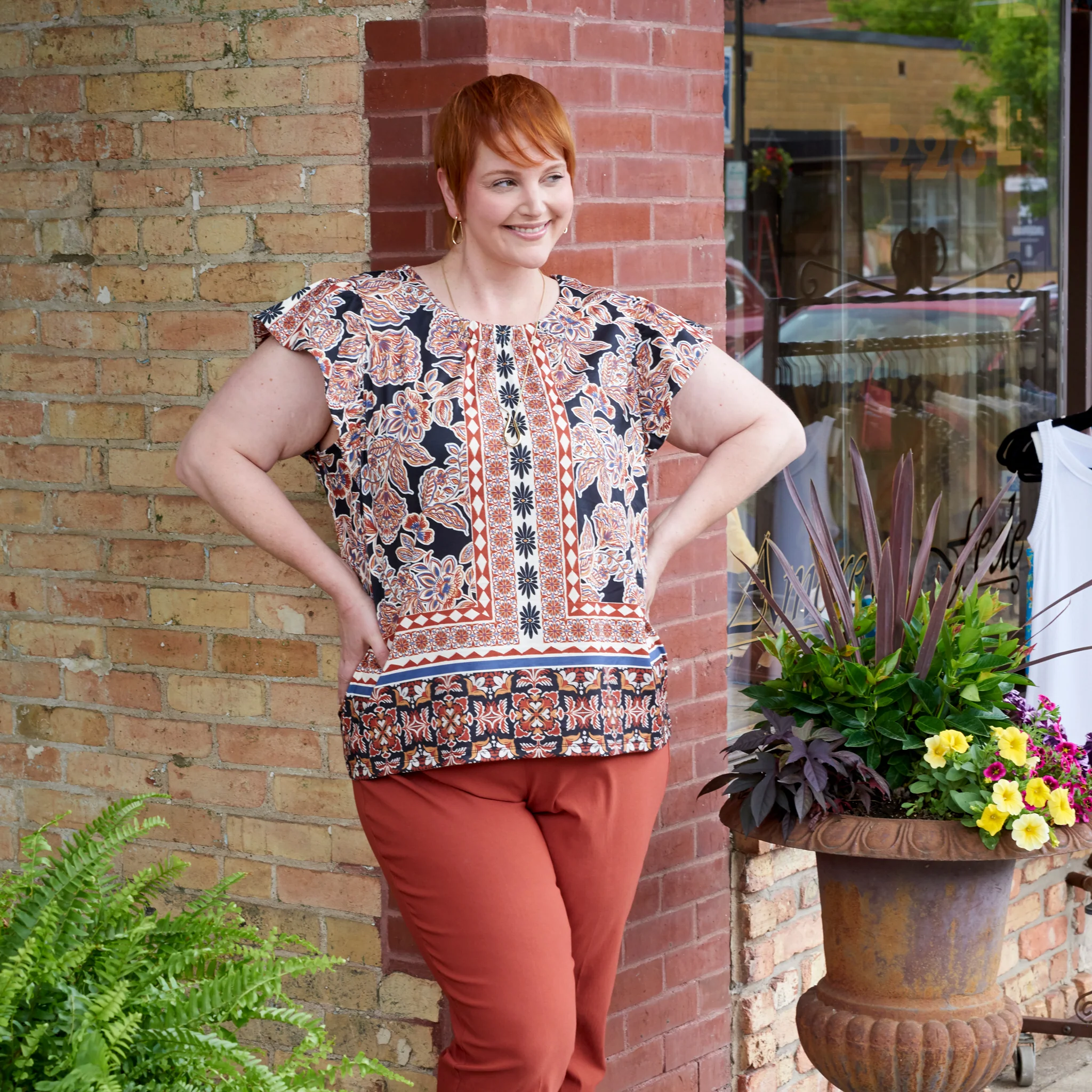 Printed Flutter Sleeve Top - Image 2