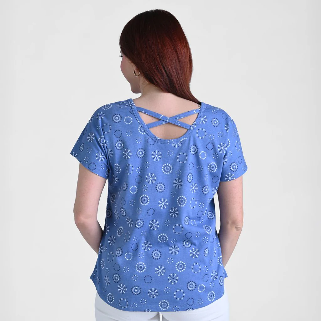 Printed Lattice Back Short Sleeve Tee - Image 3
