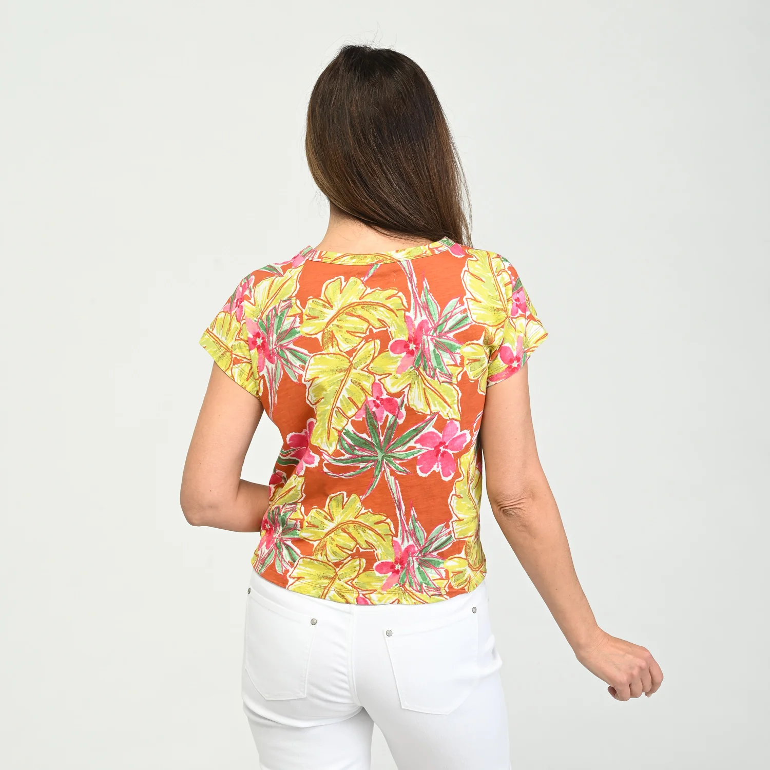 Tropical Print Dolman Sleeve Tee - Image 3