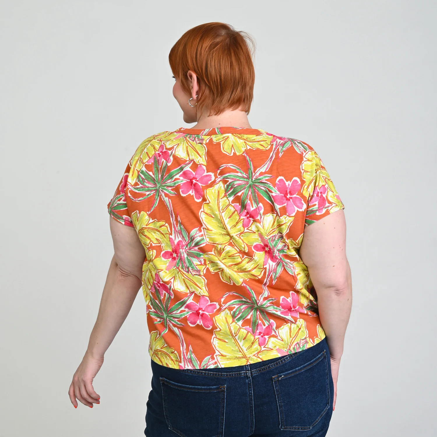 Tropical Print Dolman Sleeve Tee - Image 8