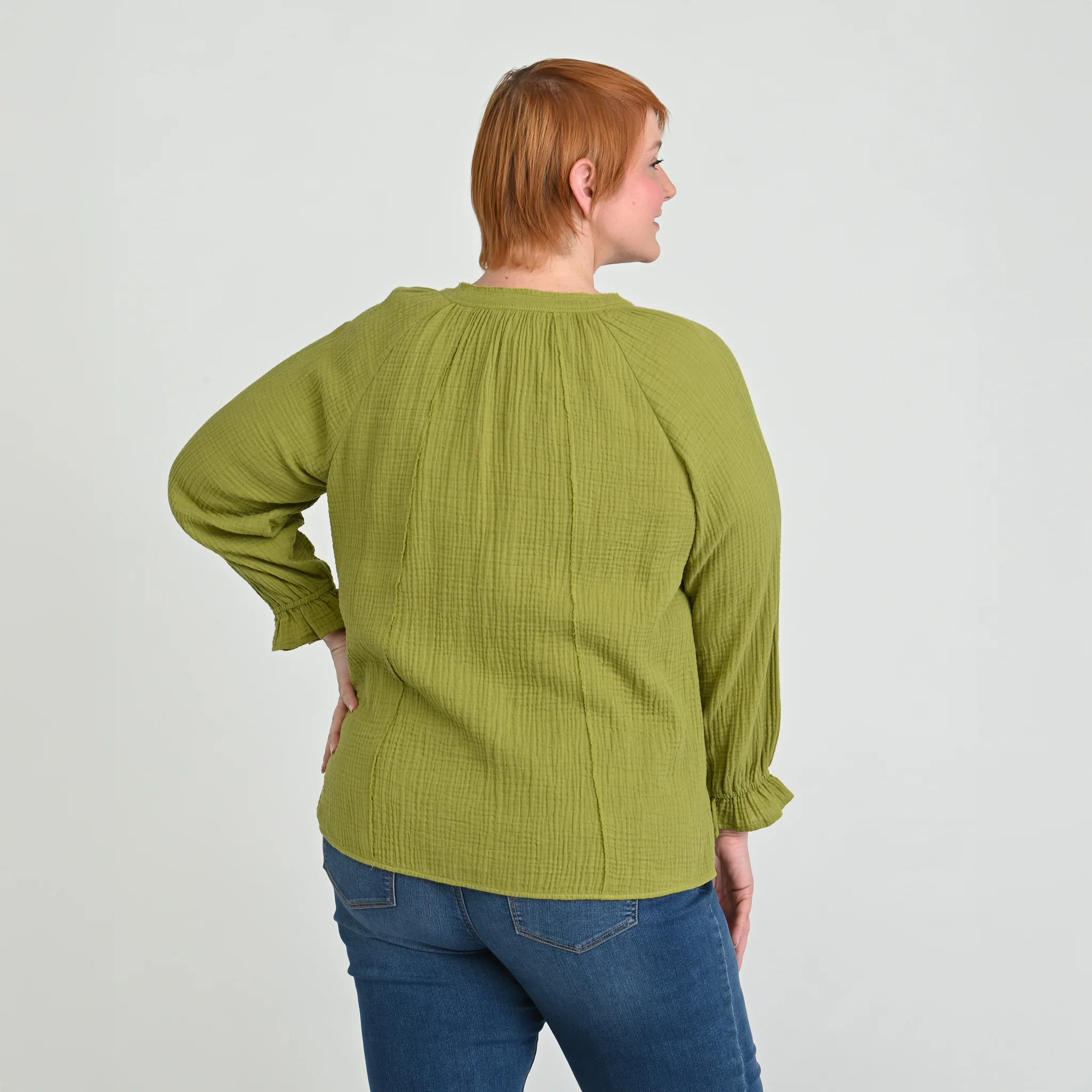 Raw Edge Y Neck Button Front Shirt - Image 16