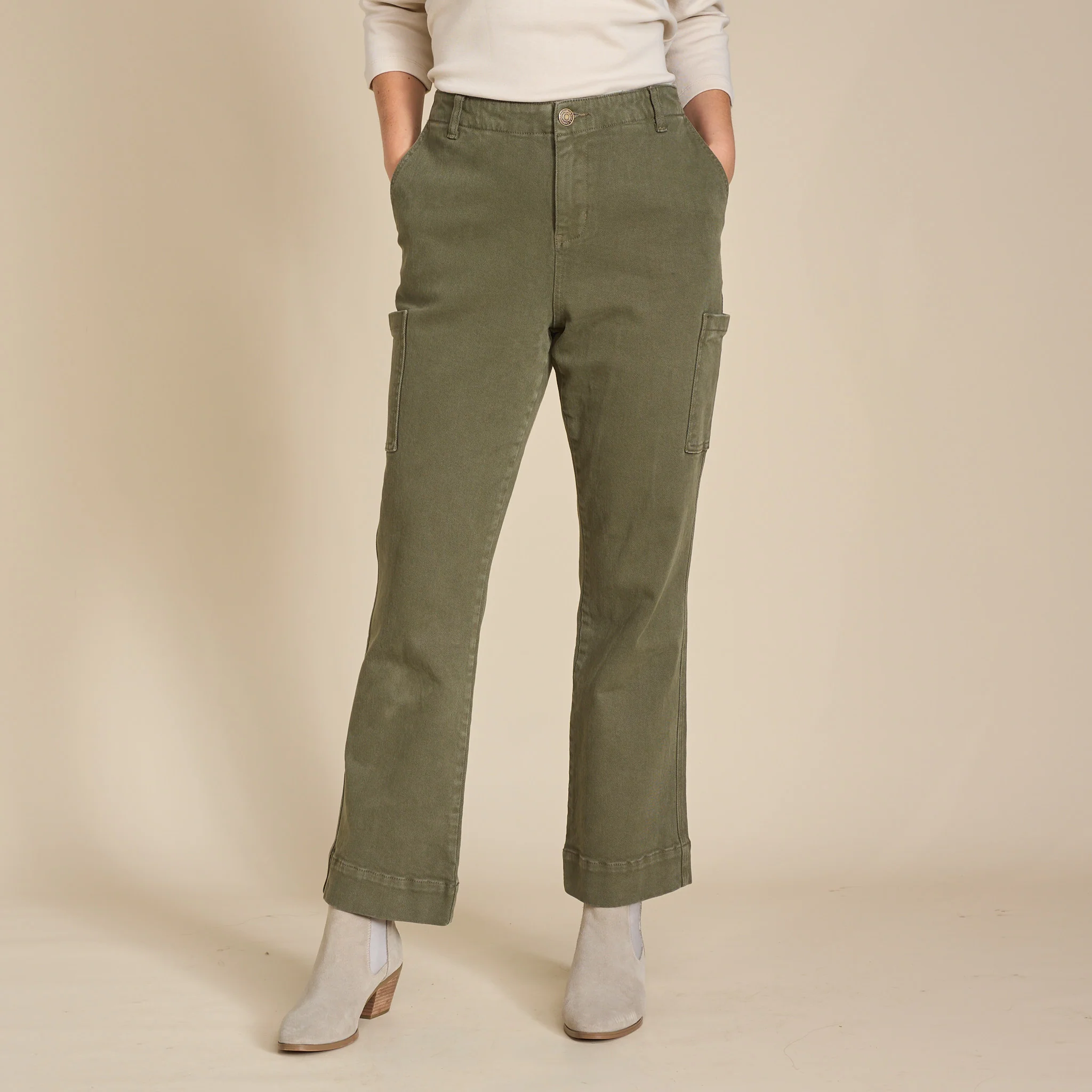 Relaxed Fit Straight Leg Canvas Cargo