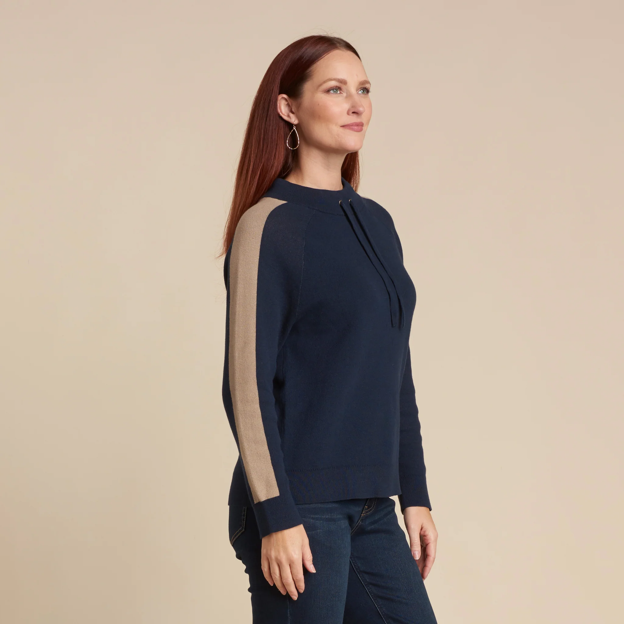 Relaxed Restyled Color Block Long Sleeve Sweater - Image 3