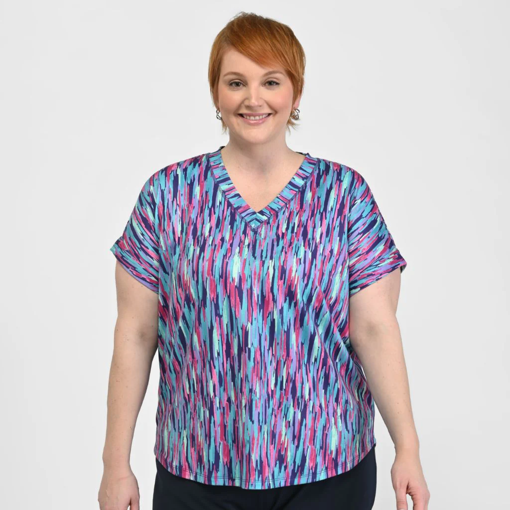 Relaxed Restyled Printed V Neck Tee - Image 5