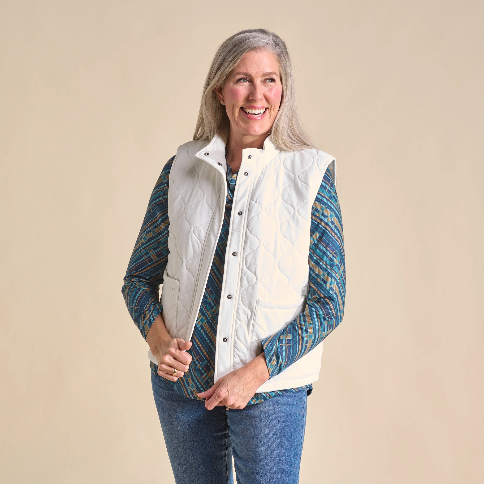 Relaxed Restyled Quilted Knit Vest - Image 3