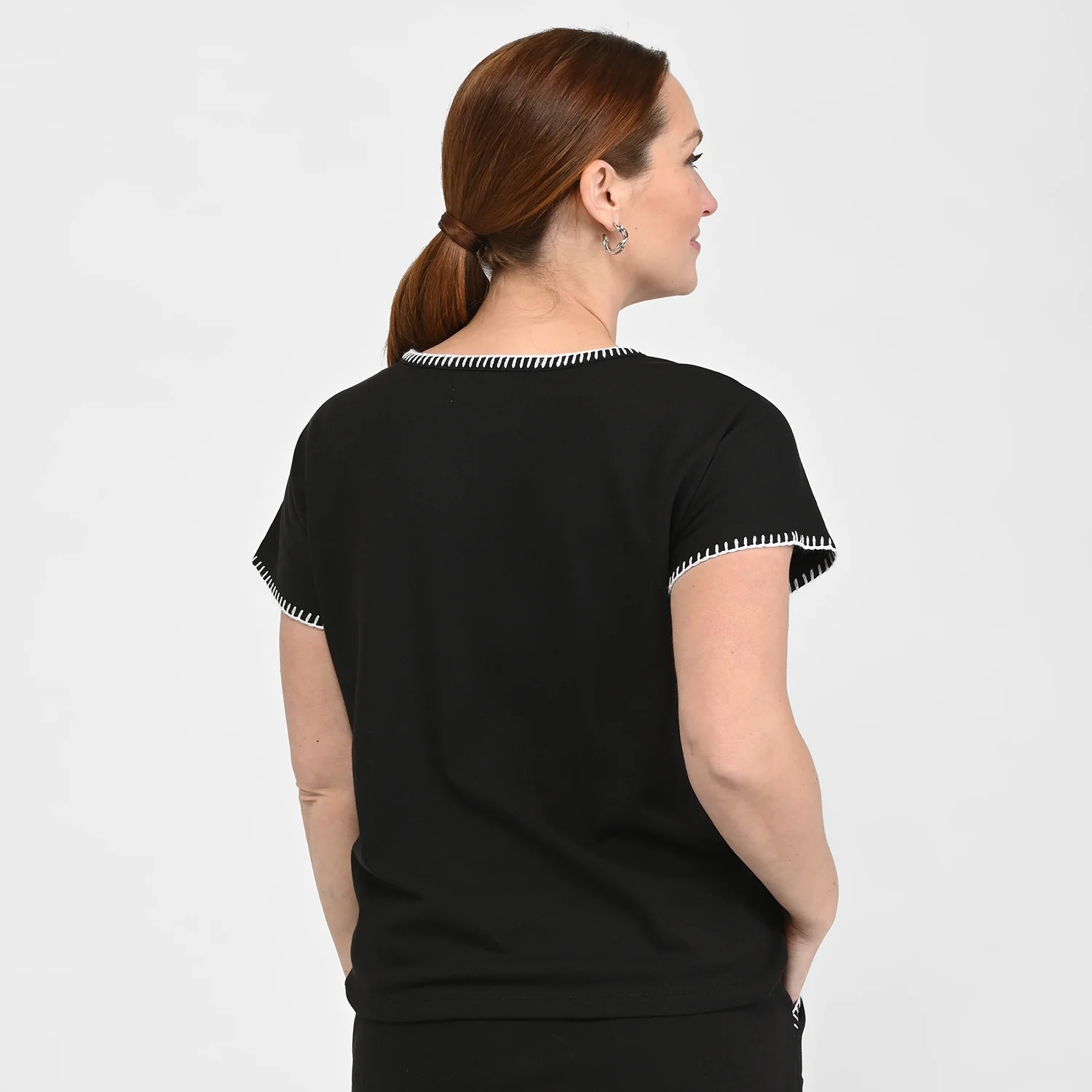 Relaxed Restyled Whip Stitch Dolman Sleeve Tee - Image 3