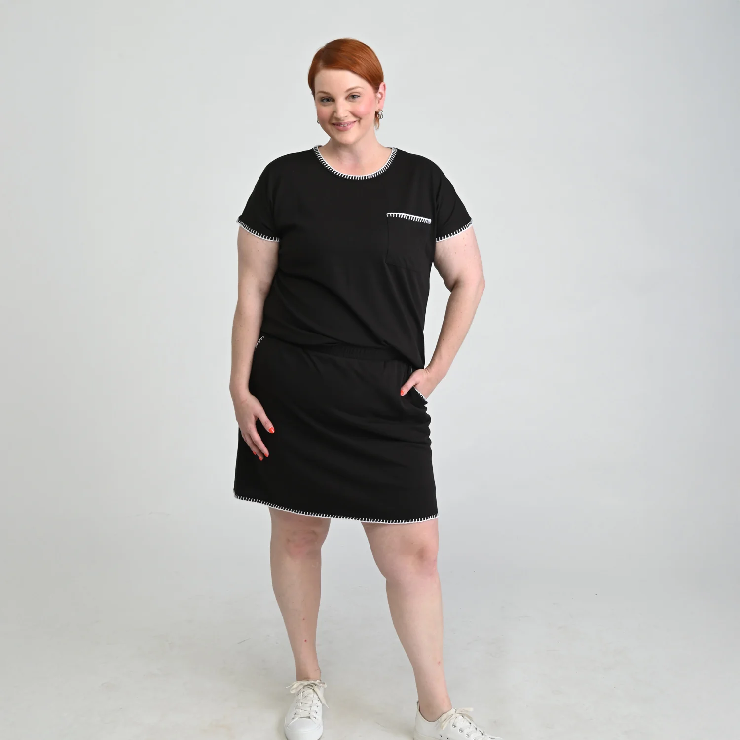 Relaxed Restyled Whip Stitch Dolman Sleeve Tee - Image 9