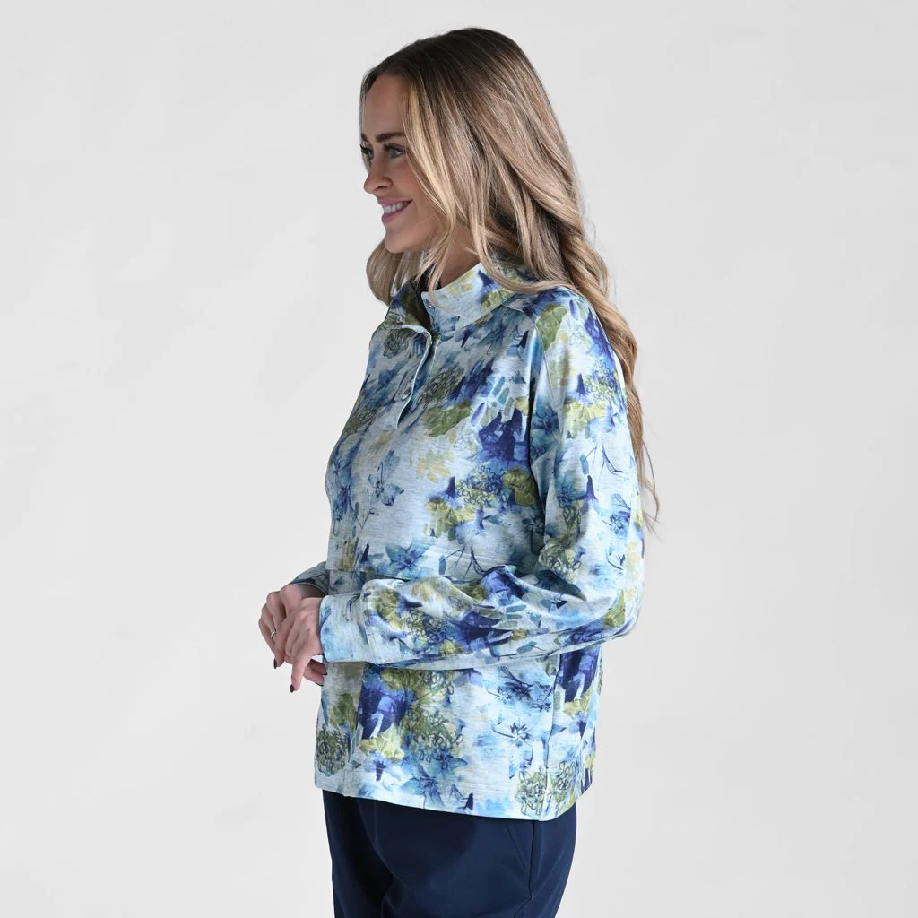 Relaxed Restyled Space Dye Print Quarter Snap Top - Image 4