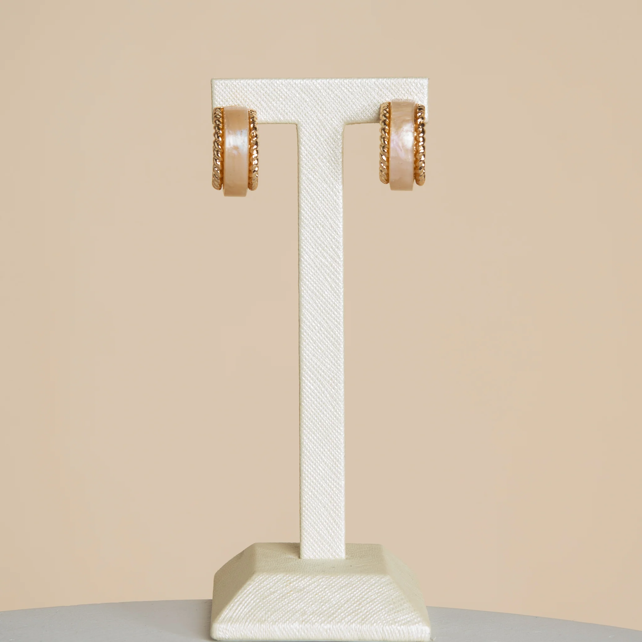 Resin Neutral Color Hoop Stud Earrings