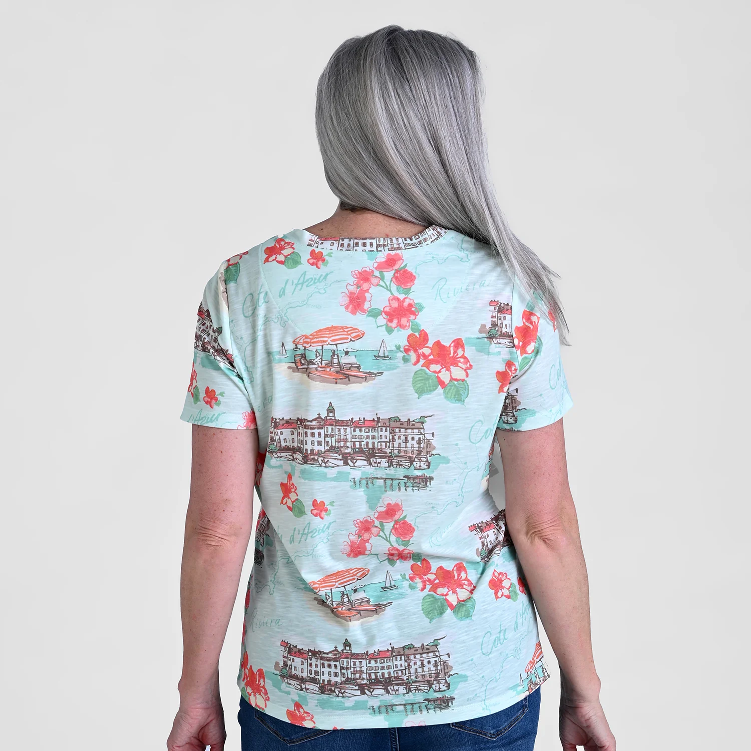 Scenic Print V-Neck Tee - Image 2