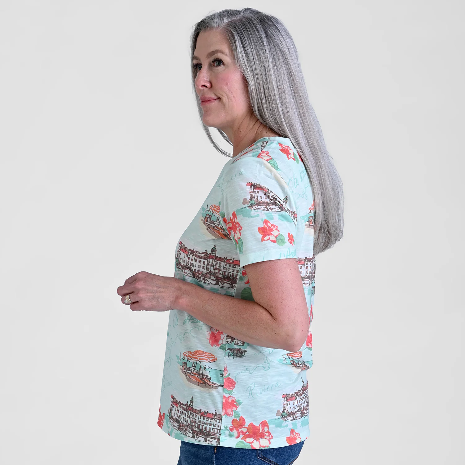 Scenic Print V-Neck Tee - Image 3