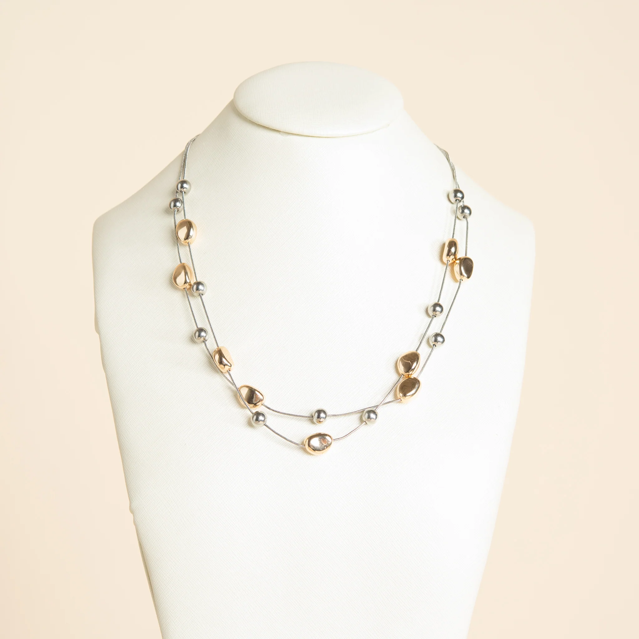 Short Mixed Metal Layered Necklace