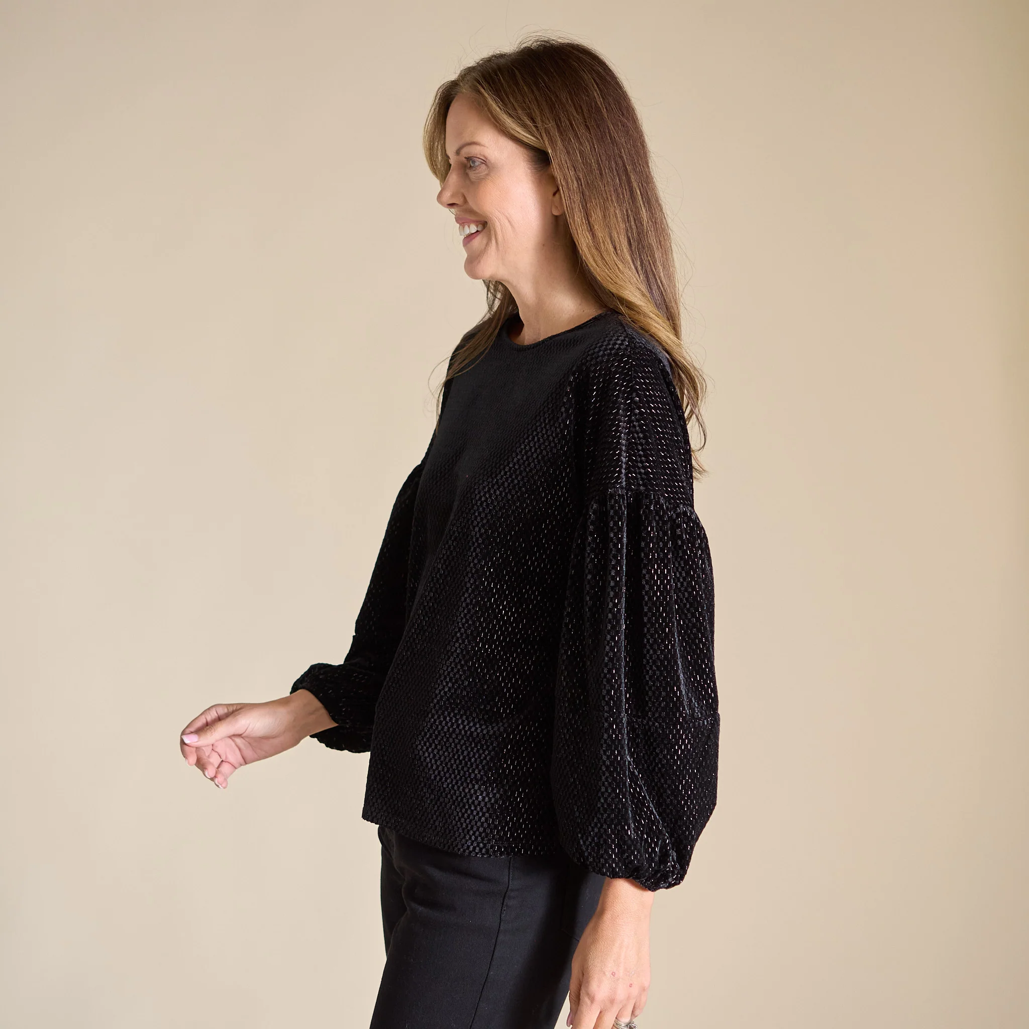 Sparkle Velvet Long Sleeve Top - Image 4