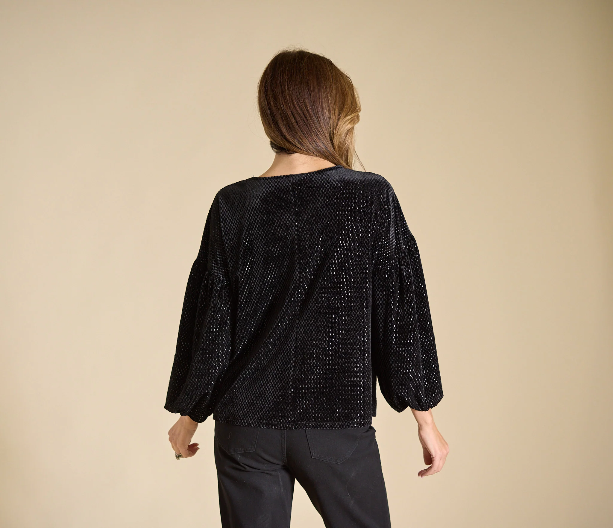 Sparkle Velvet Long Sleeve Top - Image 5