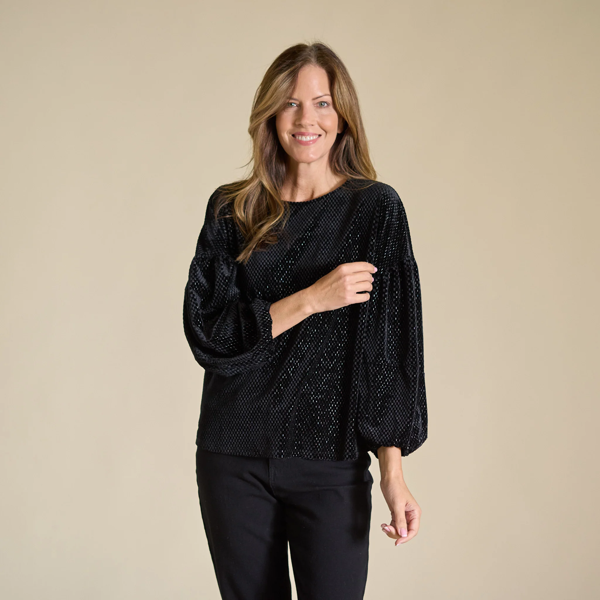 Sparkle Velvet Long Sleeve Top - Image 6
