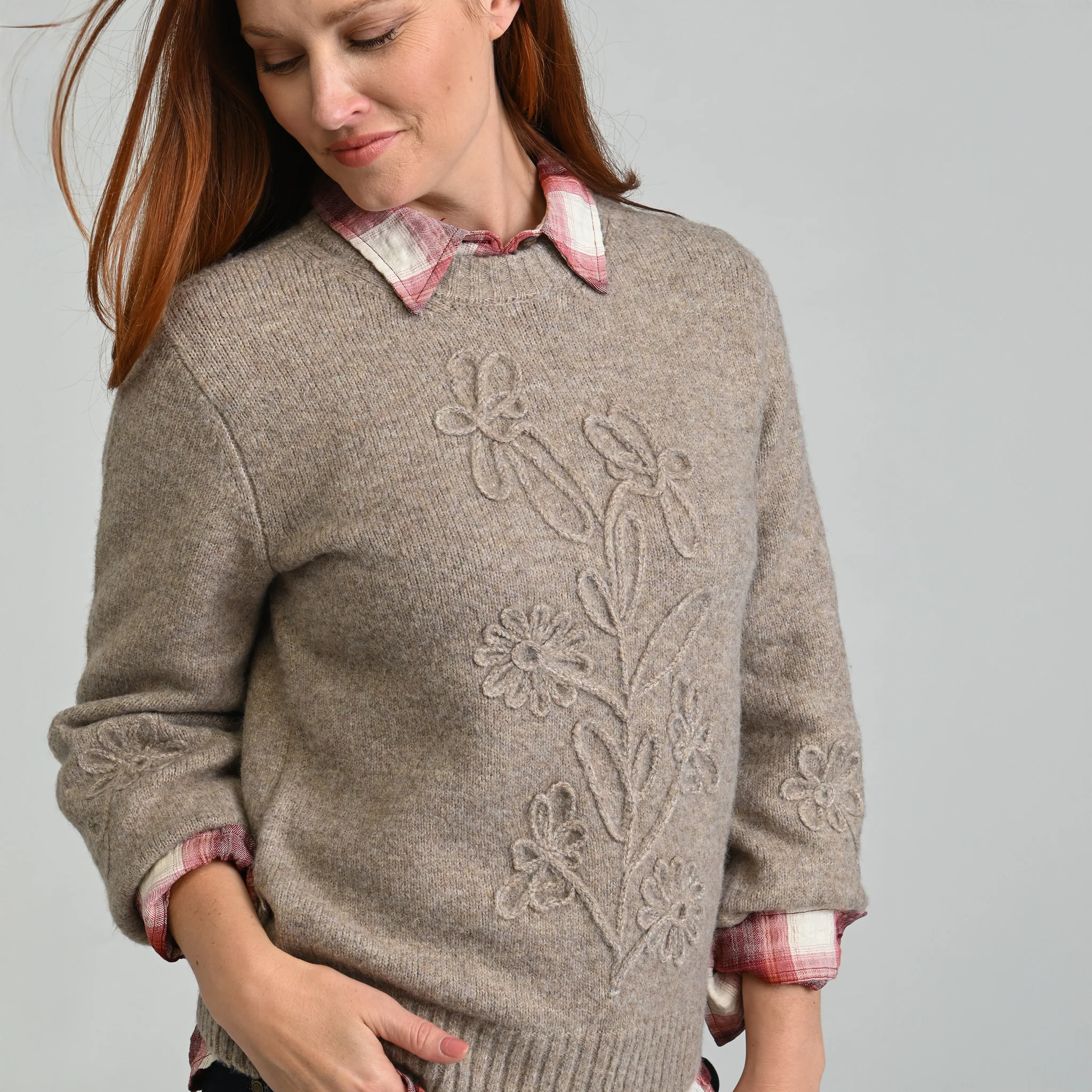 Textured Floral Sweater - Image 3