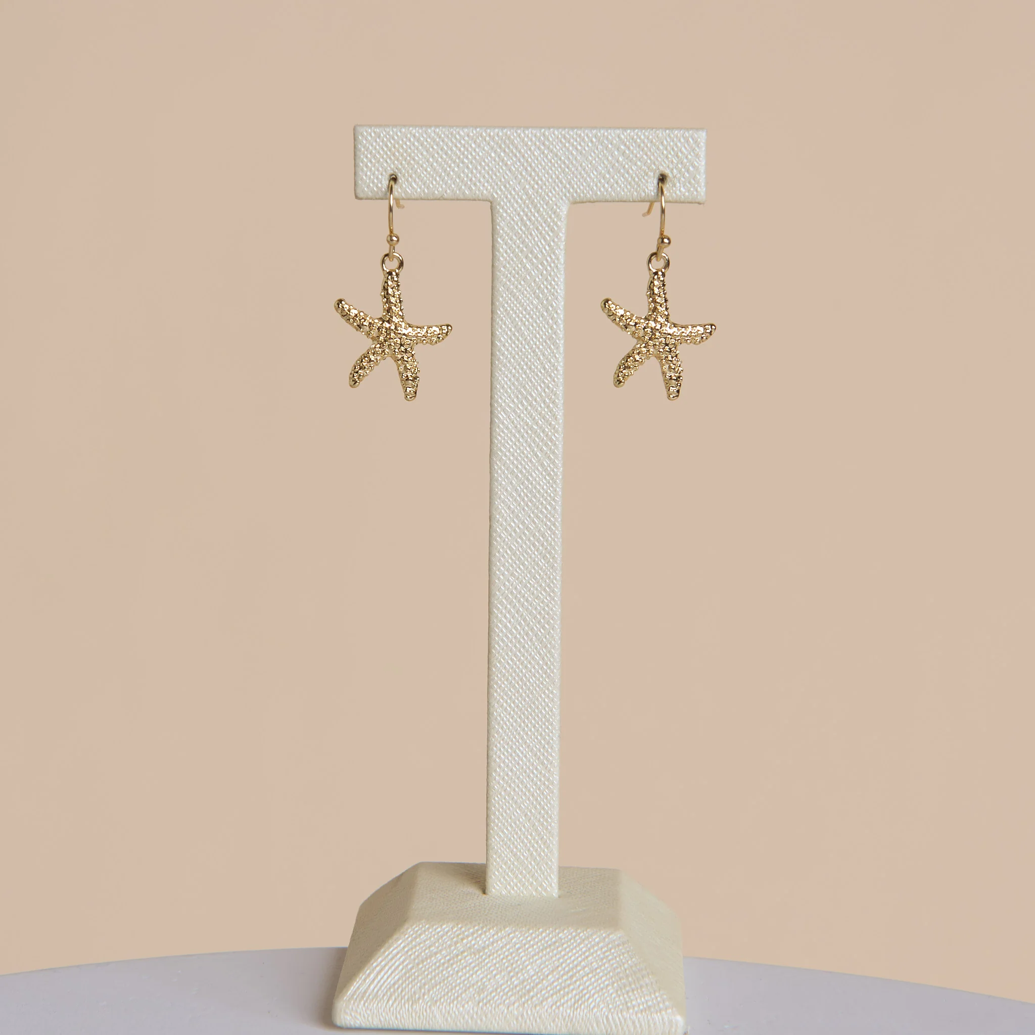 Textured Starfish Fishhook Earrings