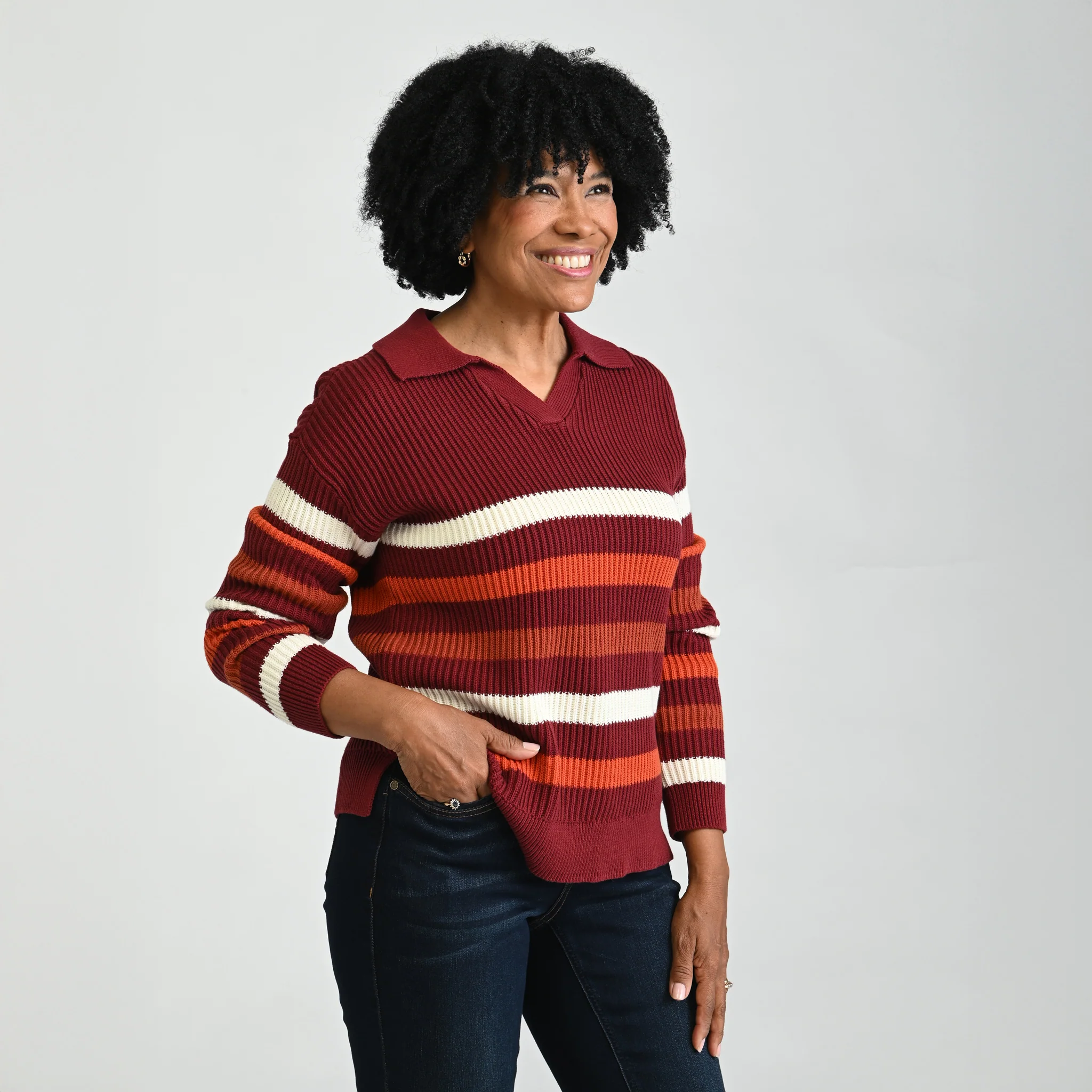 Textured Stitch Striped Sweater - Image 4