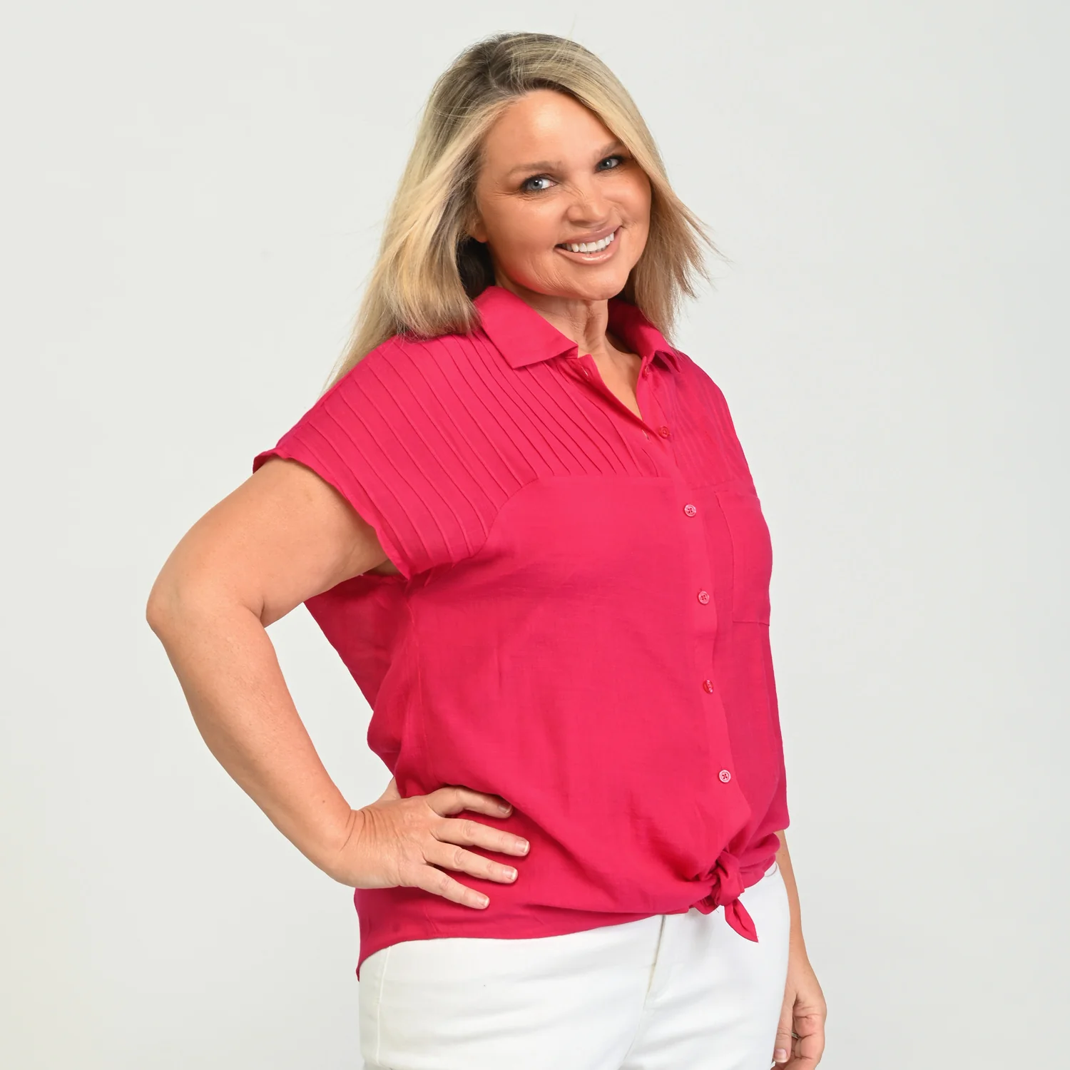 Tie Detail Dolman Sleeve Button Up Shirt - Image 7