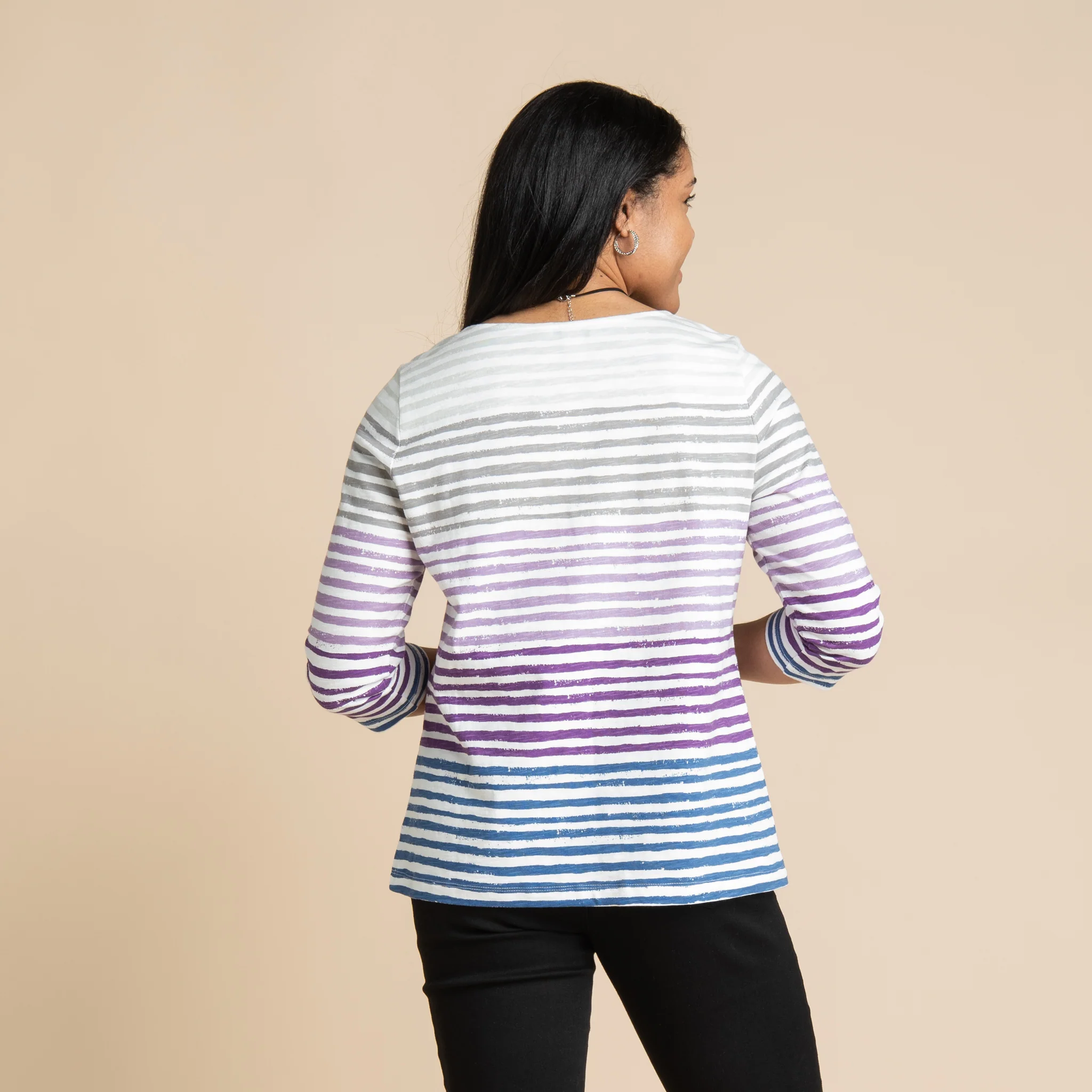 Ombre Stripe Boatneck Tee - Image 4