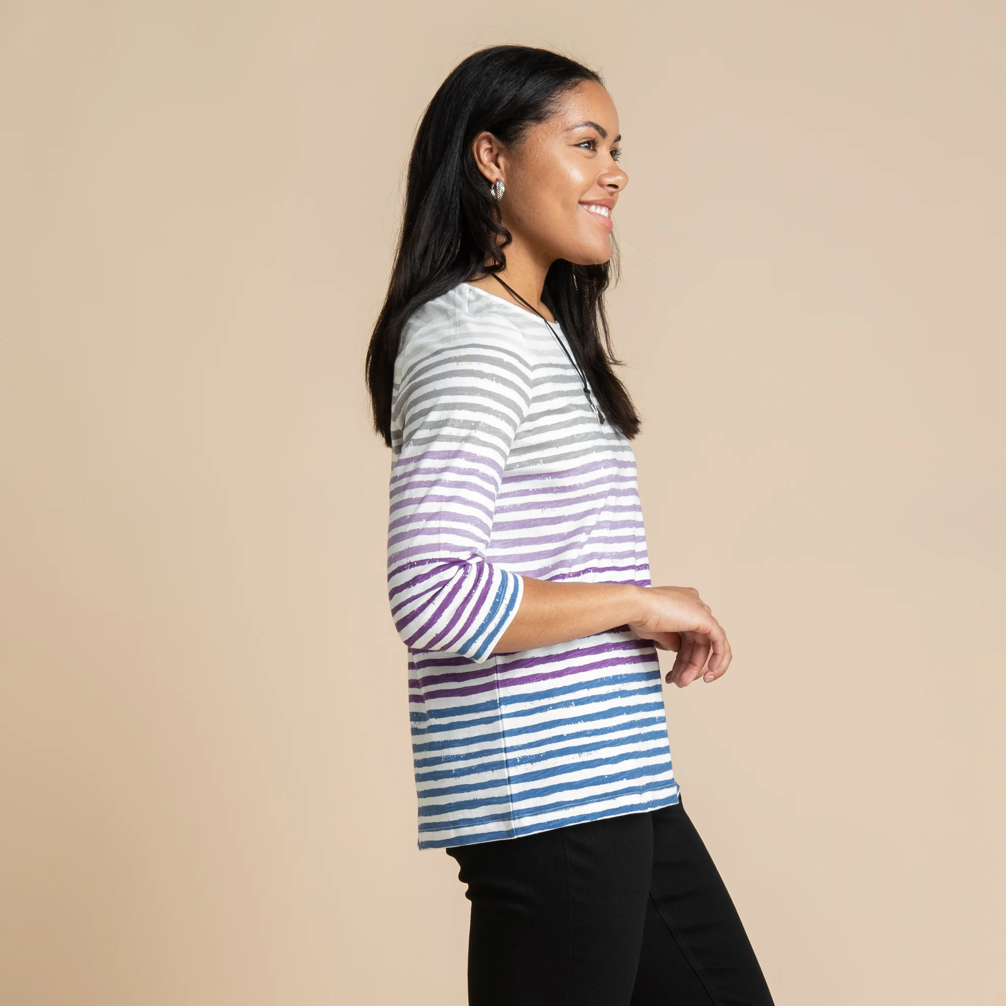 Ombre Stripe Boatneck Tee - Image 5