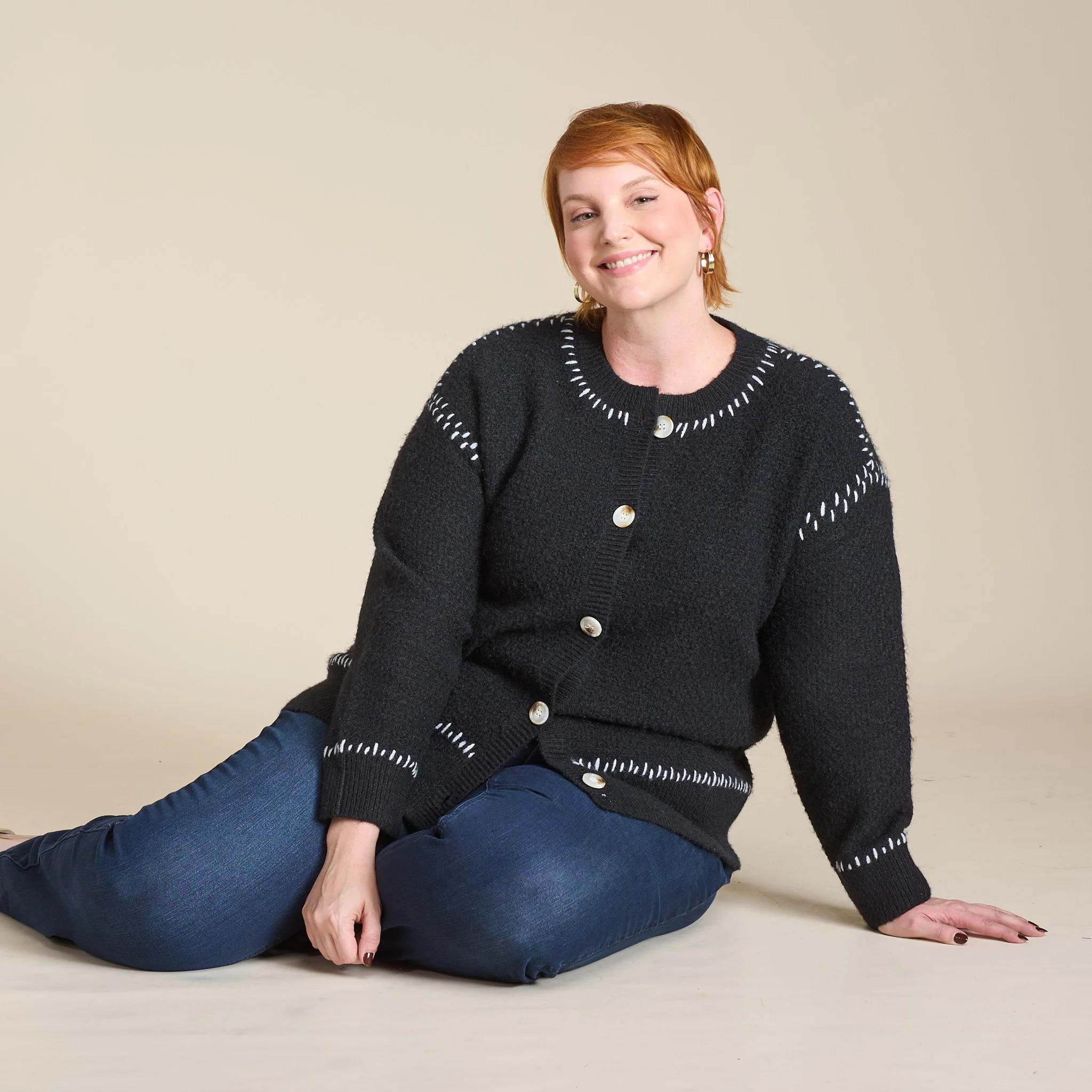 Whipstitch Button Front Cardigan - Image 10