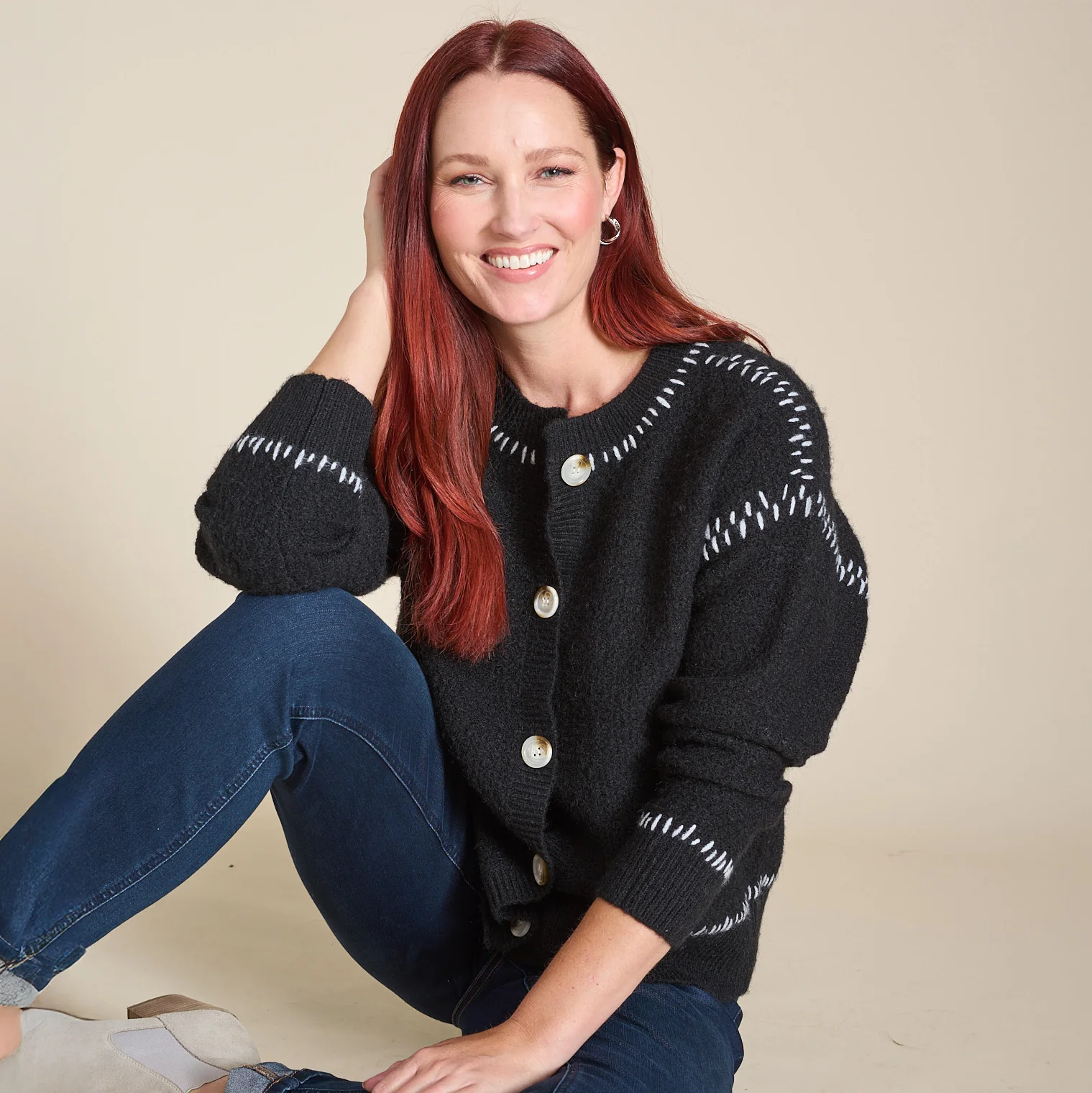 Whipstitch Button Front Cardigan - Image 4