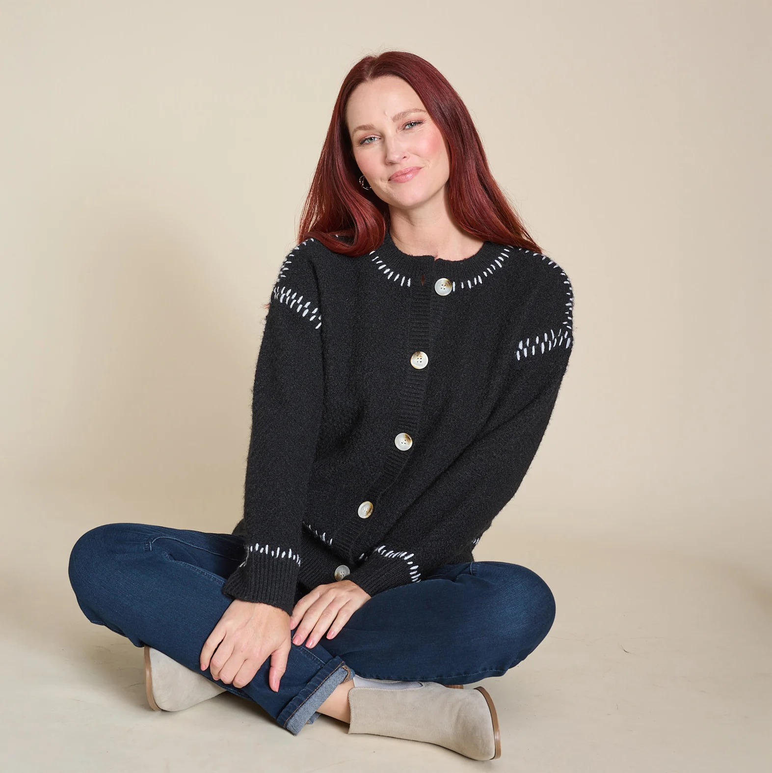 Whipstitch Button Front Cardigan - Image 5