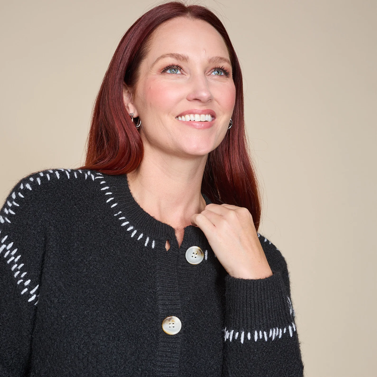 Whipstitch Button Front Cardigan - Image 6