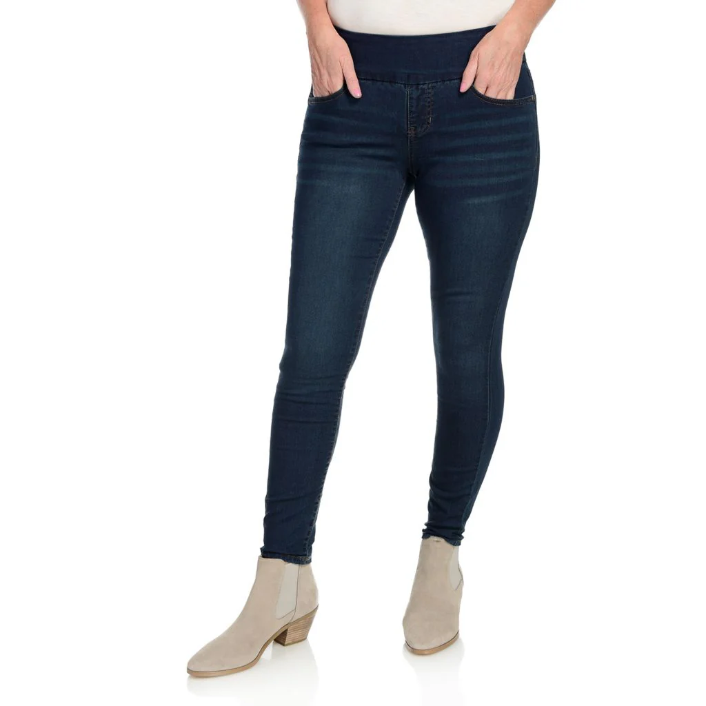 Wide Waistband Pull-on Jean Leggings - Image 5